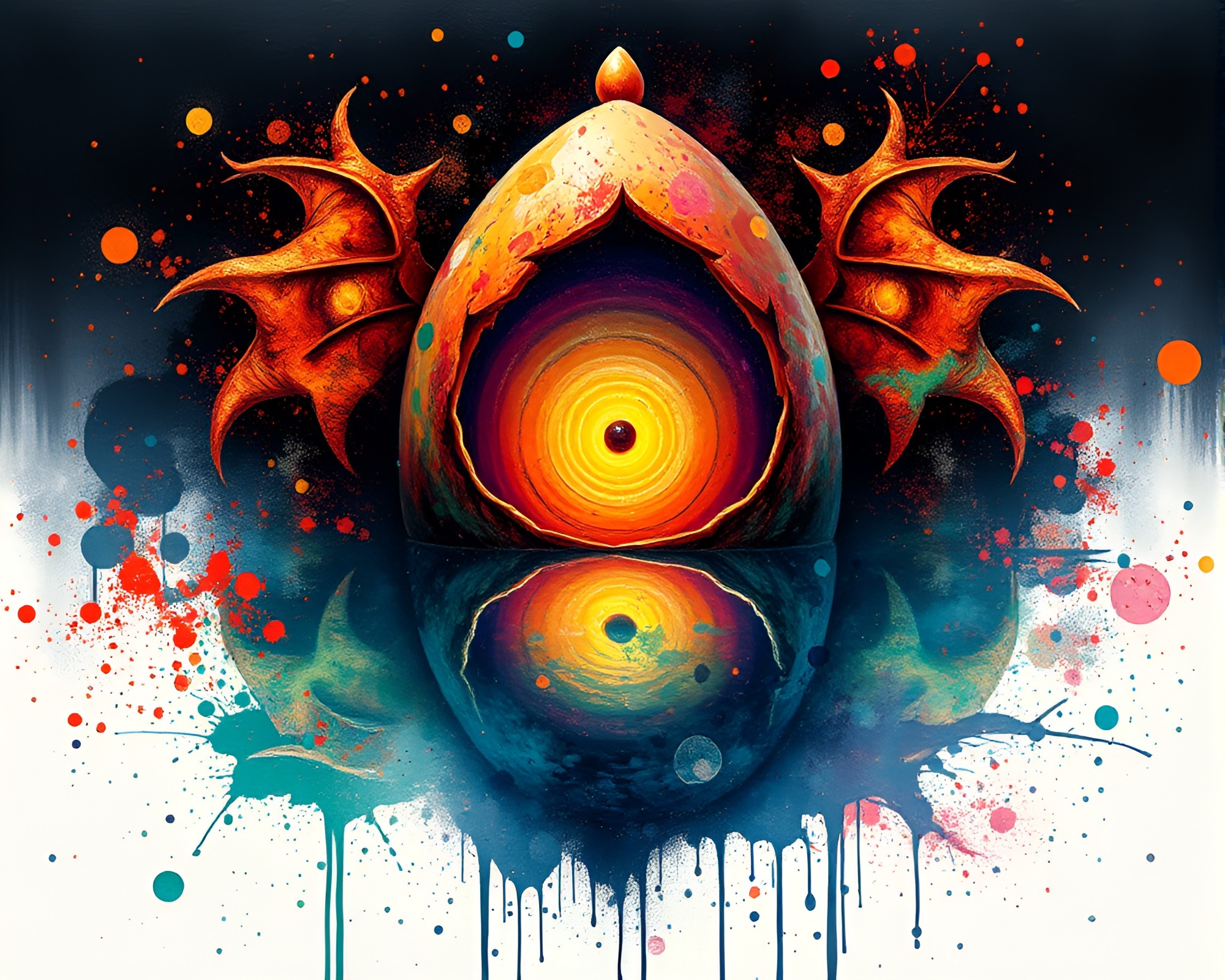 Enigmatic Dragon Egg Reflection in Abstract Fractal Art – free AI stock image