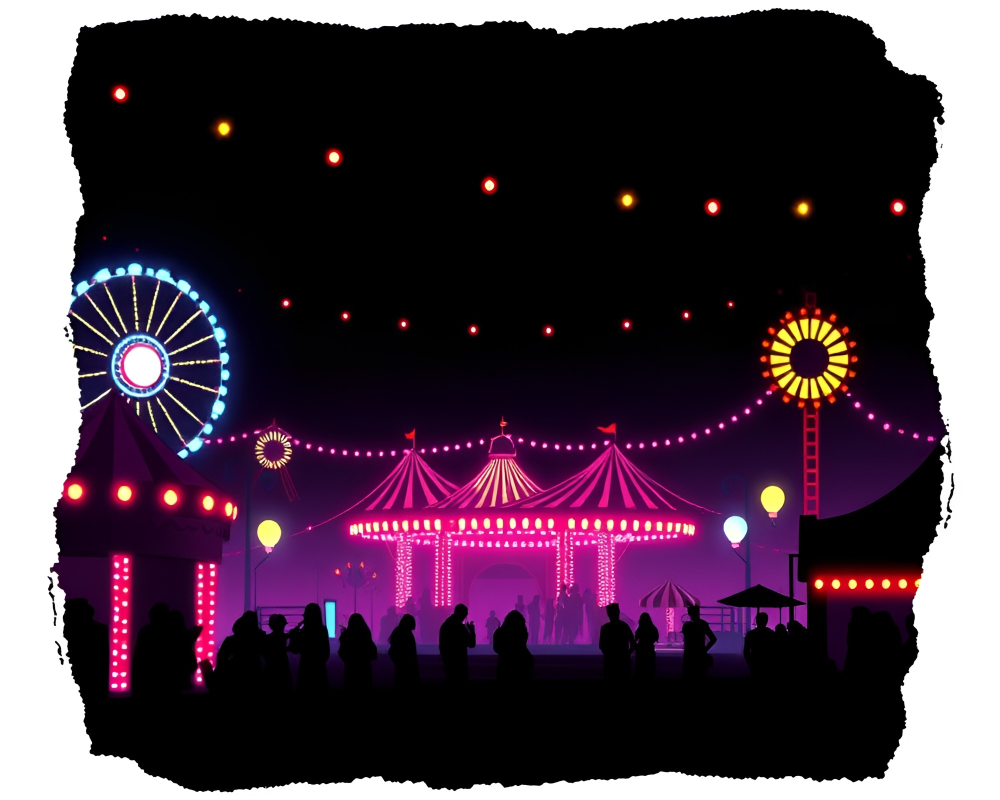 Futuristic 3D Bio-Printer Amidst Carnival Lights – free AI stock image