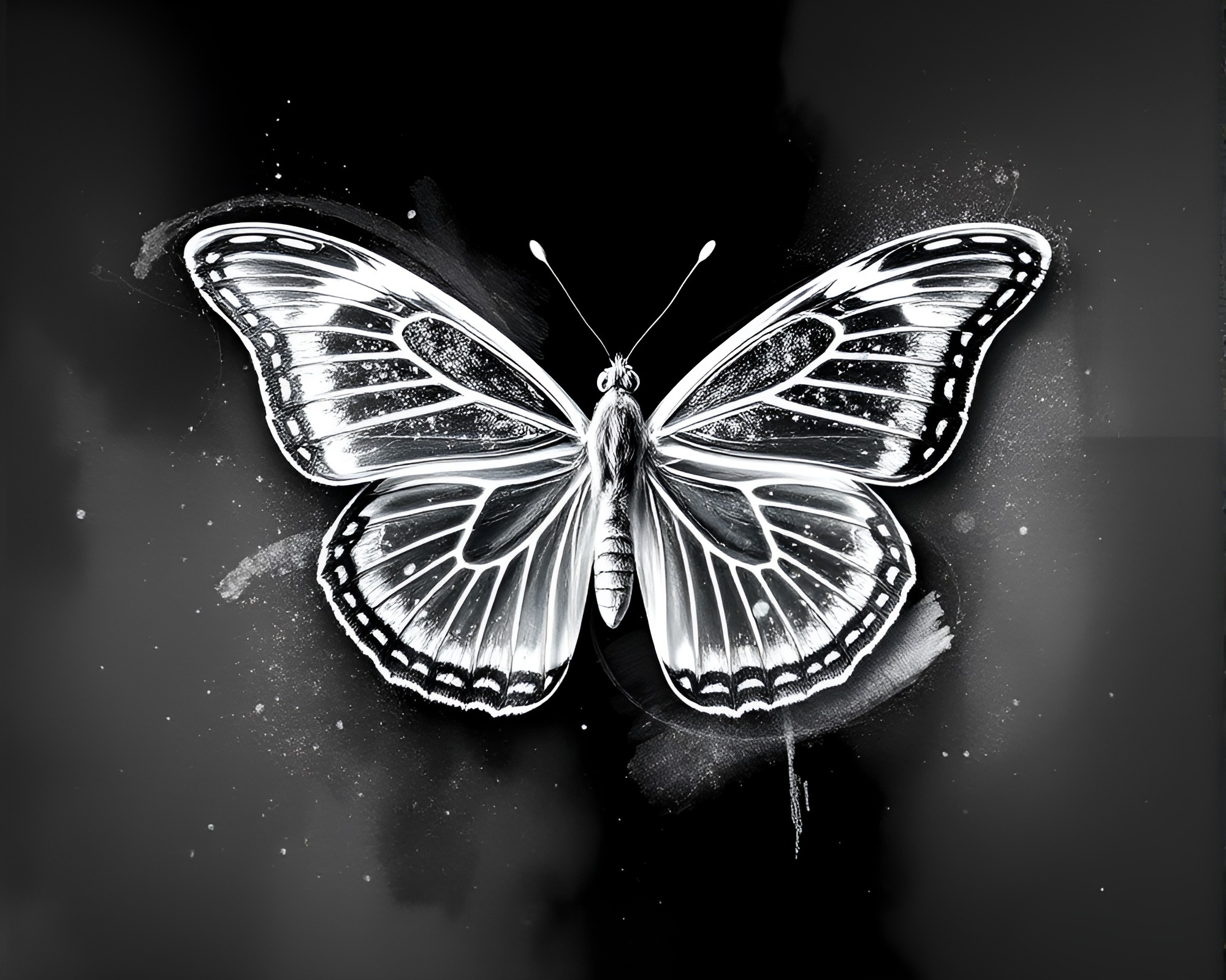 Chalkboard Butterfly Elegance in Snow Light – free AI stock image