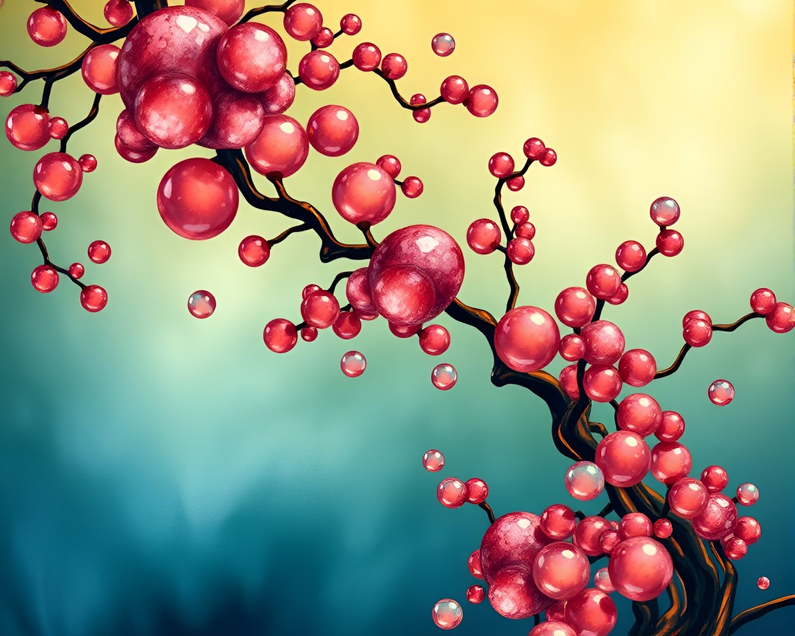 A vibrant cel-shaded vase adorned with bubble jewels.