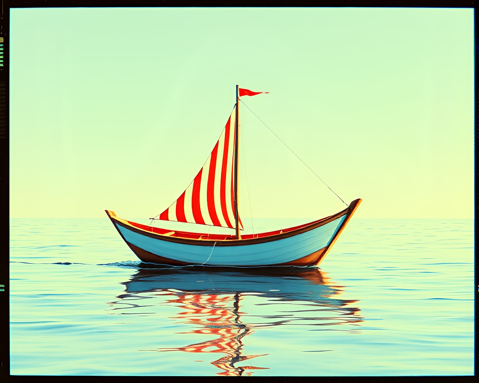 Surreal Hydrofoil Boat on VHS Distorted Paper – free AI stock image