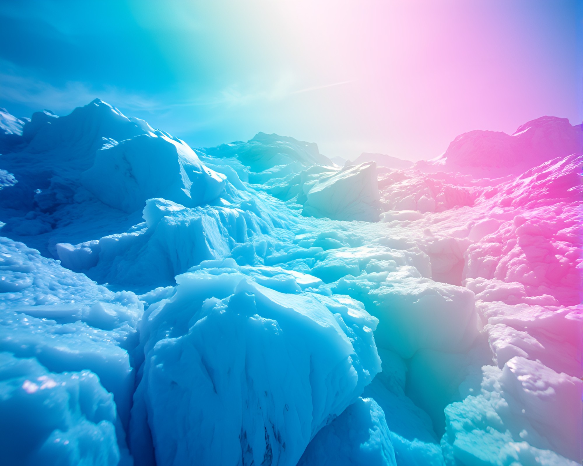 Glacial Iridescence: Stereograph Symphony – free AI stock image