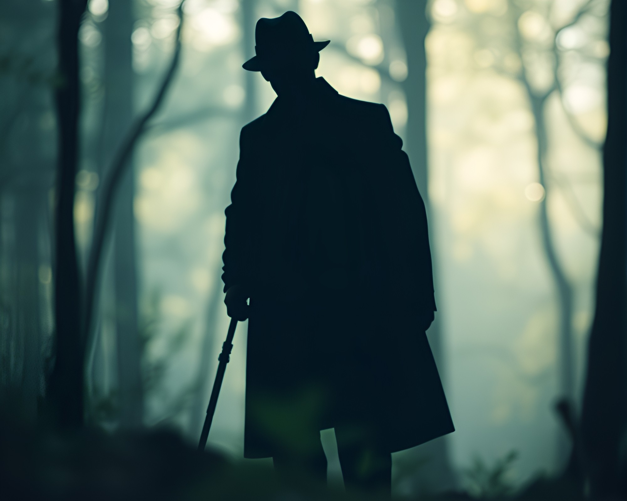 Ethereal Sherlock Holmes in Enchanted Green Forest – free AI stock image