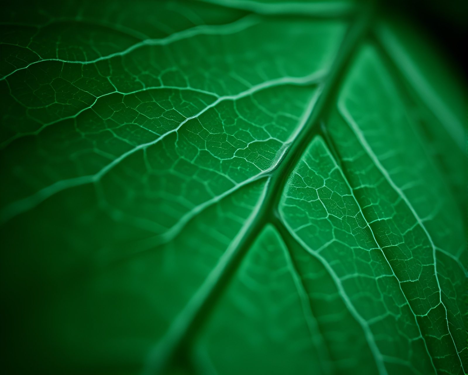 Intricate leaf veins illuminated by mysterious glacial light