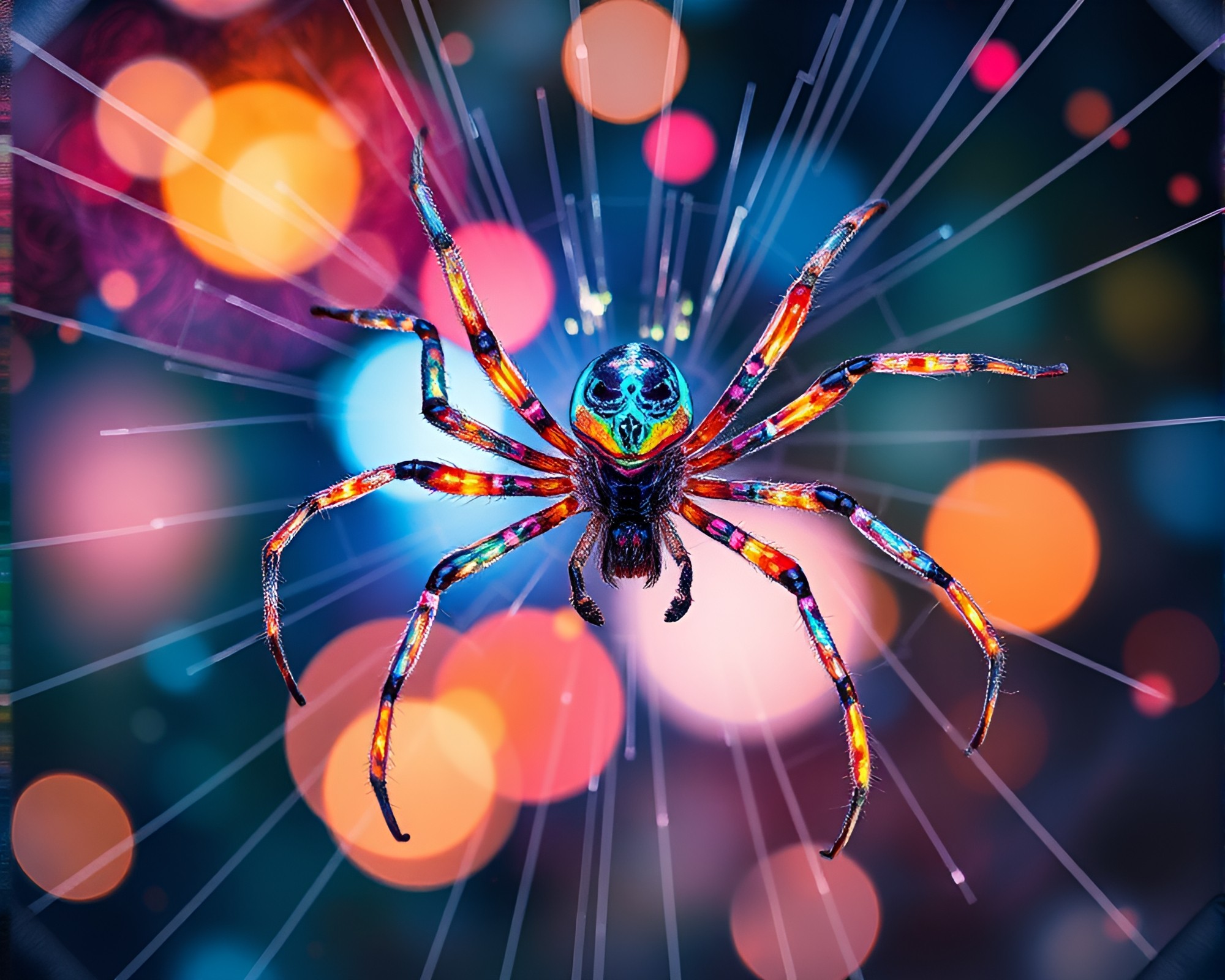 Mechanical Spider Watercolor Blooms Action Painting – free AI stock image