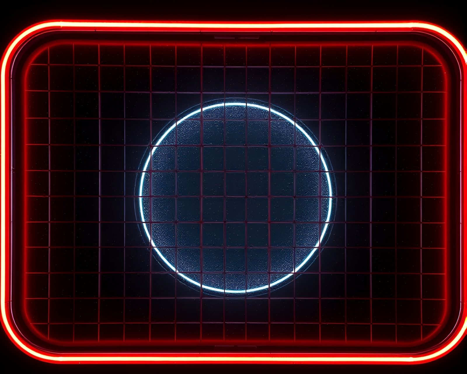 Medium shot of retro wave grid with rim lighting