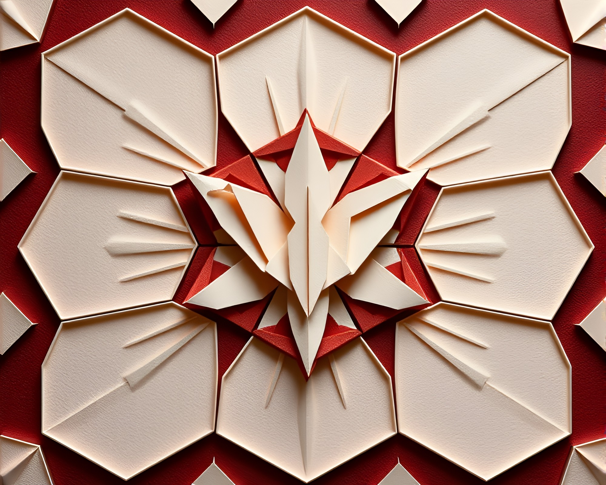 Hexagonal Origami Crane Bathed in Ethereal God Rays – free AI stock image