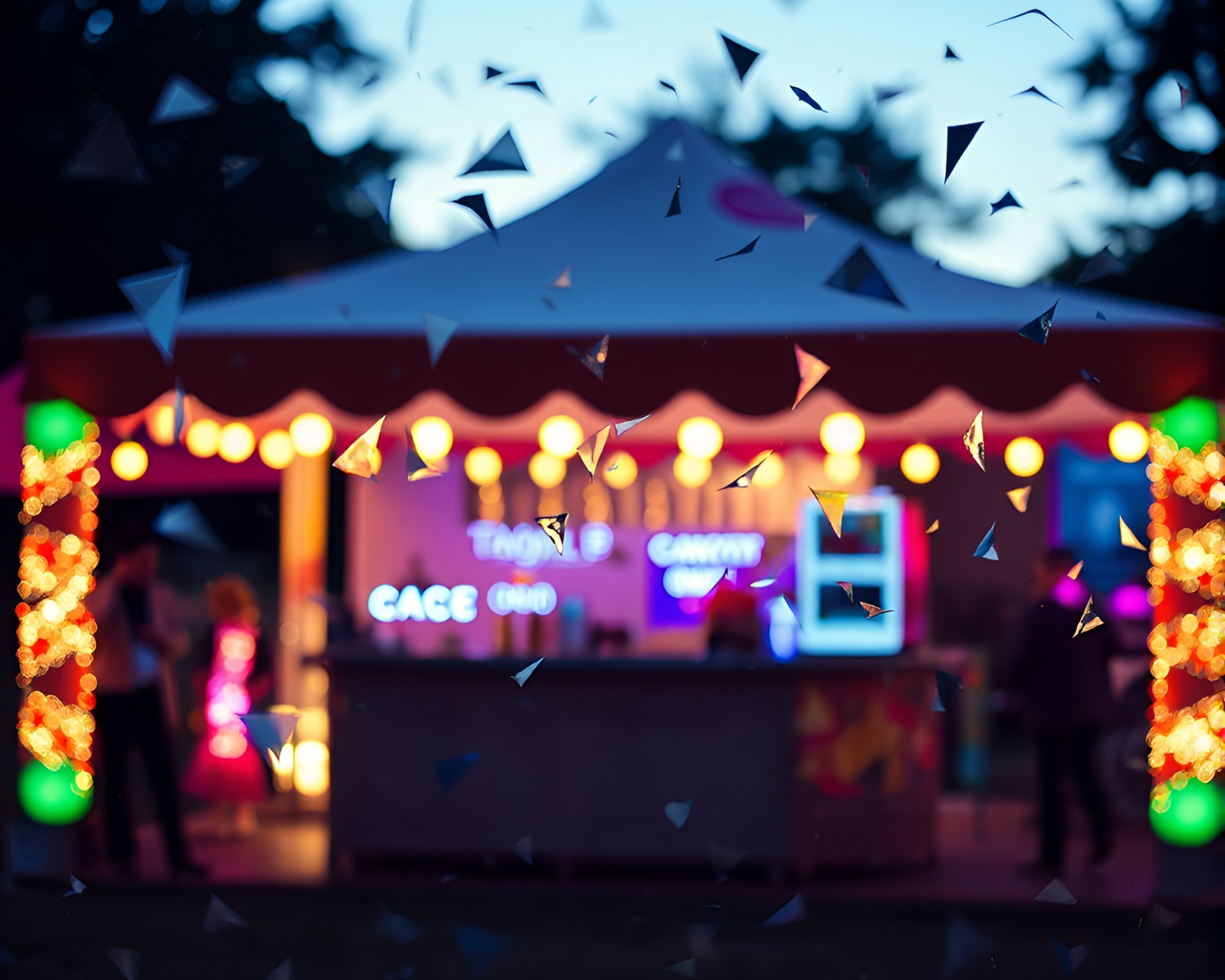 Taco Stand Reflections in Kaleidoscope Light – free AI stock image