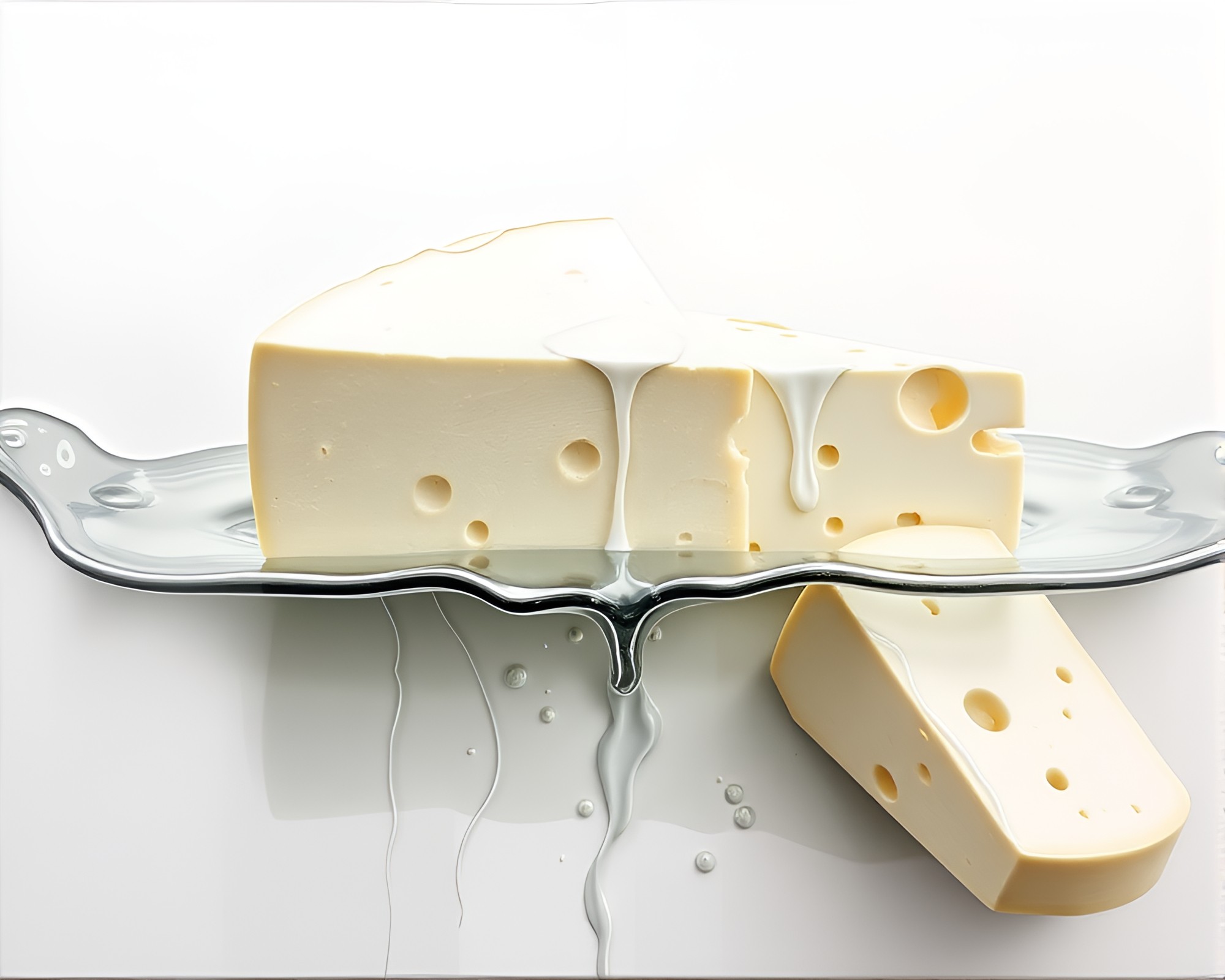 Cheese platter in serene water distortion – free AI stock image