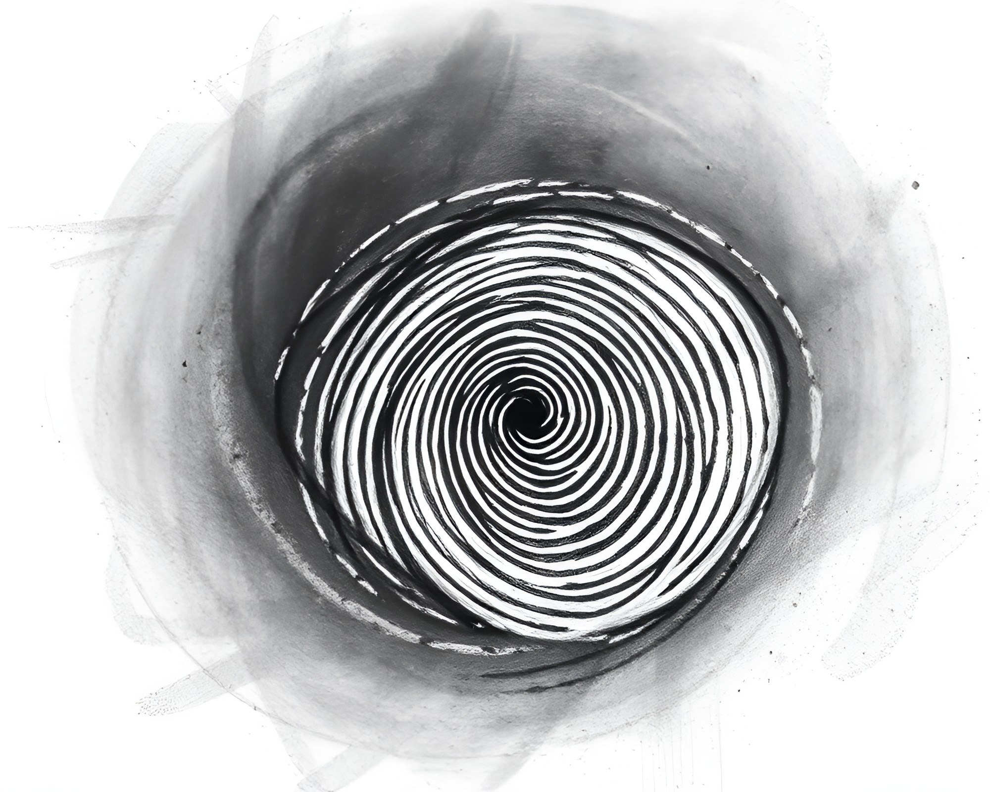 Swirling Fingerprint Charcoal Sketch: Stippled Darkness – free AI stock image