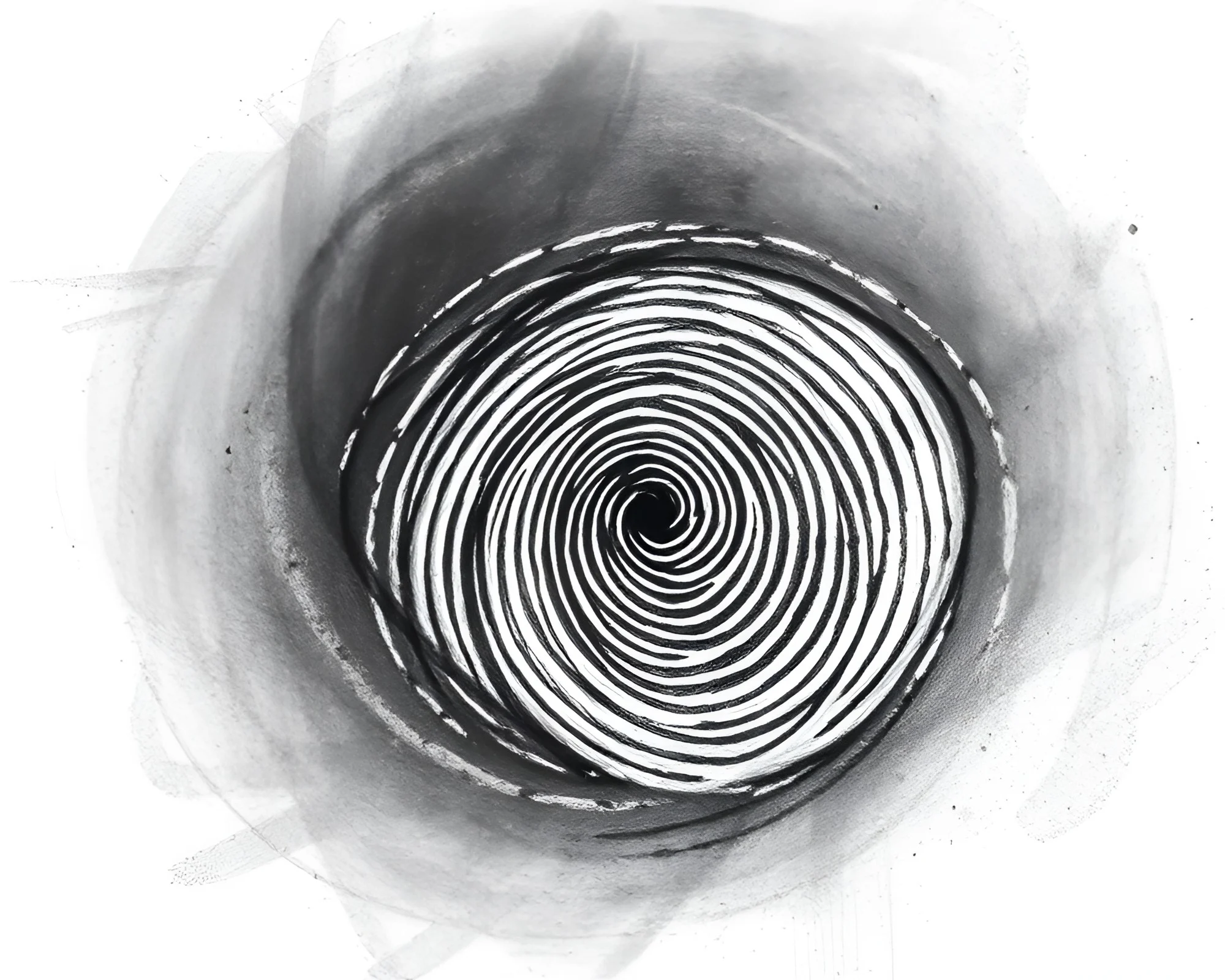 Swirling Fingerprint Charcoal Sketch: Stippled Darkness