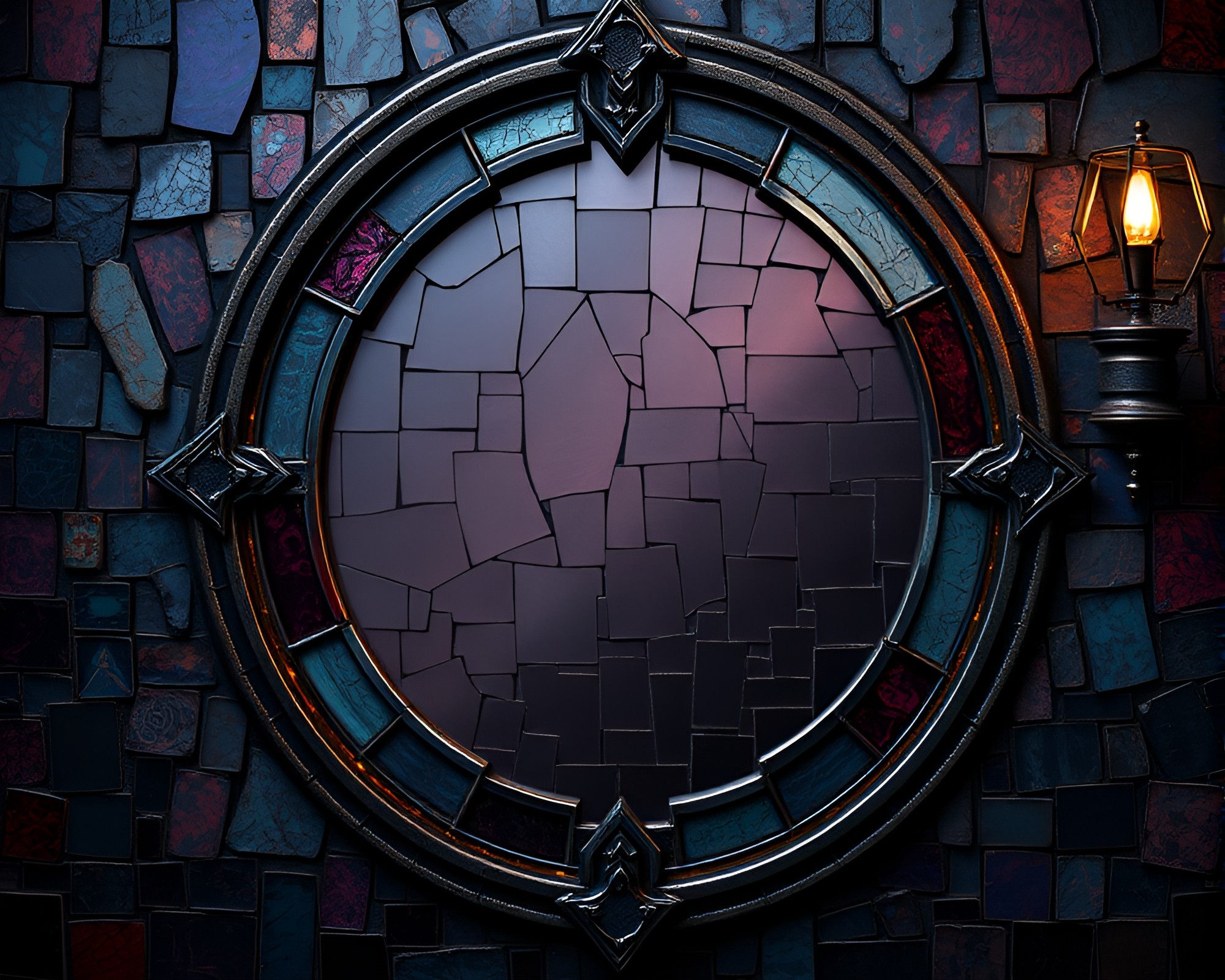 Fragmented Mosaic of a Haunted Mirror in Anime Style – free AI stock image