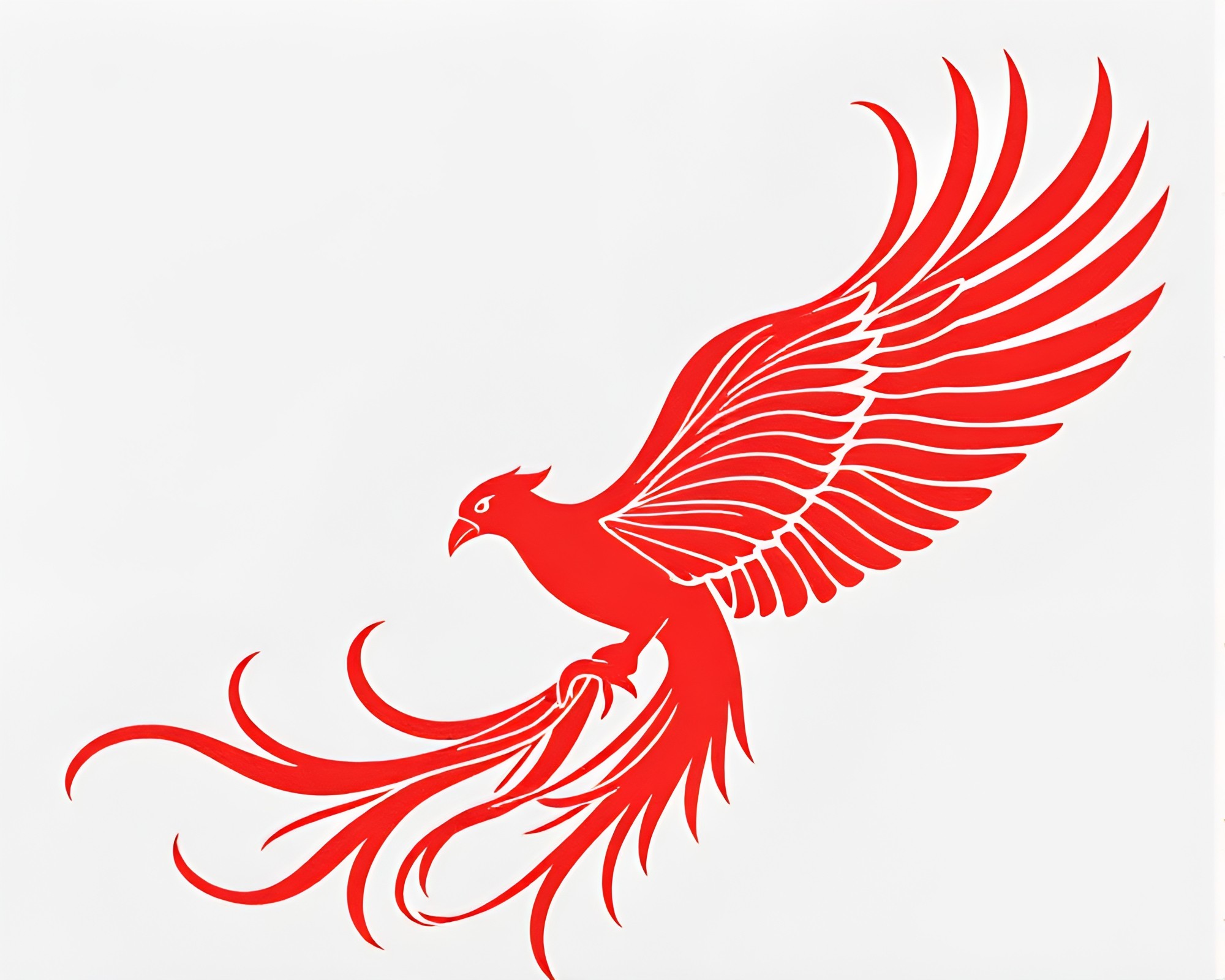 Duotone Phoenix Emerging from Red-Blue Paper Textures – free AI stock image