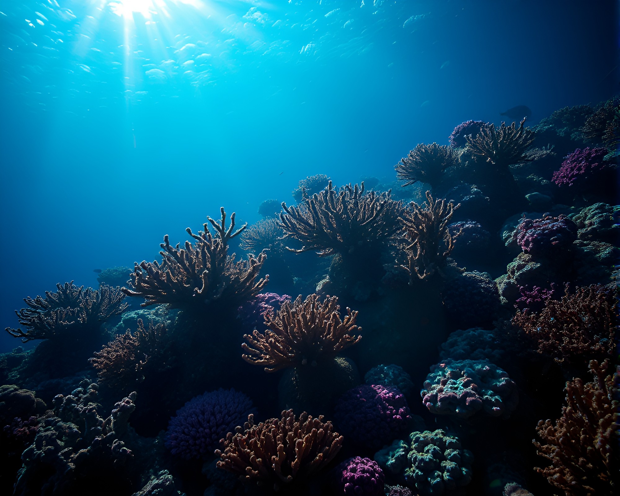 Glowing Coral Reef in Film Noir Style – free AI stock image