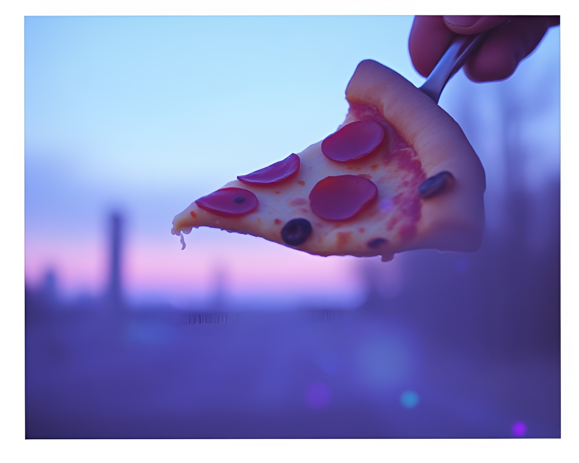 Lavender Twilight Pizza Hologram Composition – free AI stock image