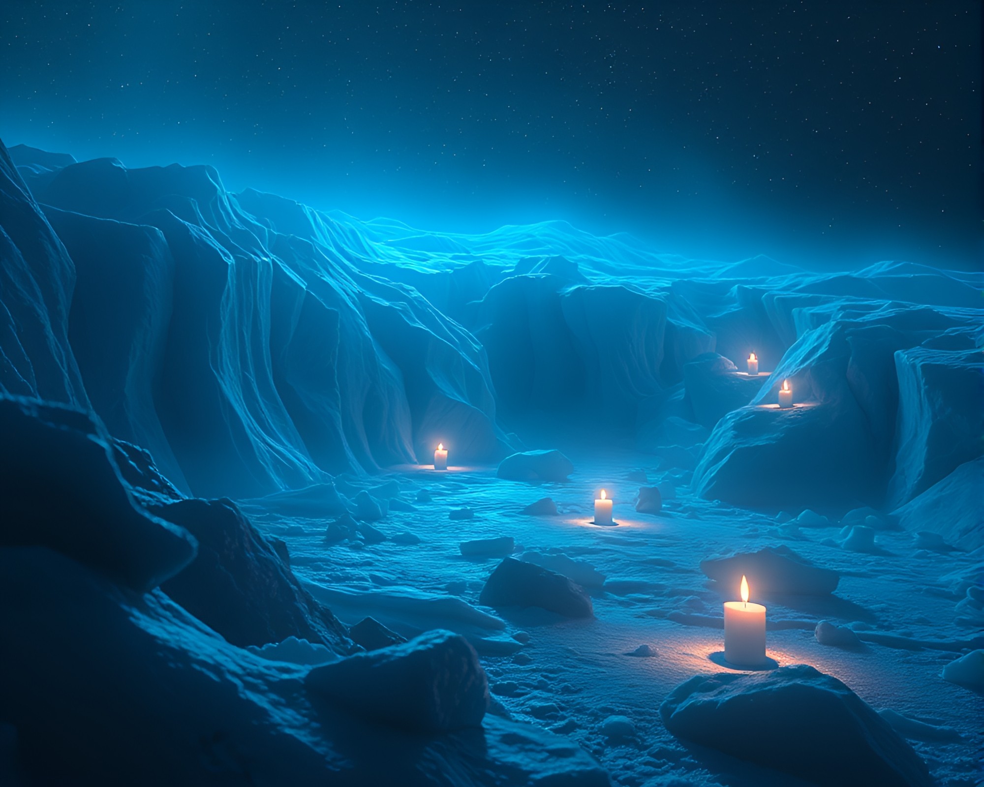 Glacier Cave Illuminated by Candlelight with Cloth Drapery – free AI stock image