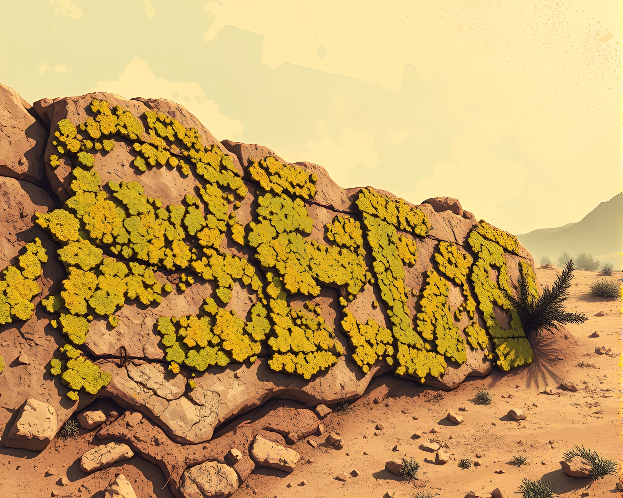 Lichen Mirage: Anime Graffiti Oasis – free AI stock image