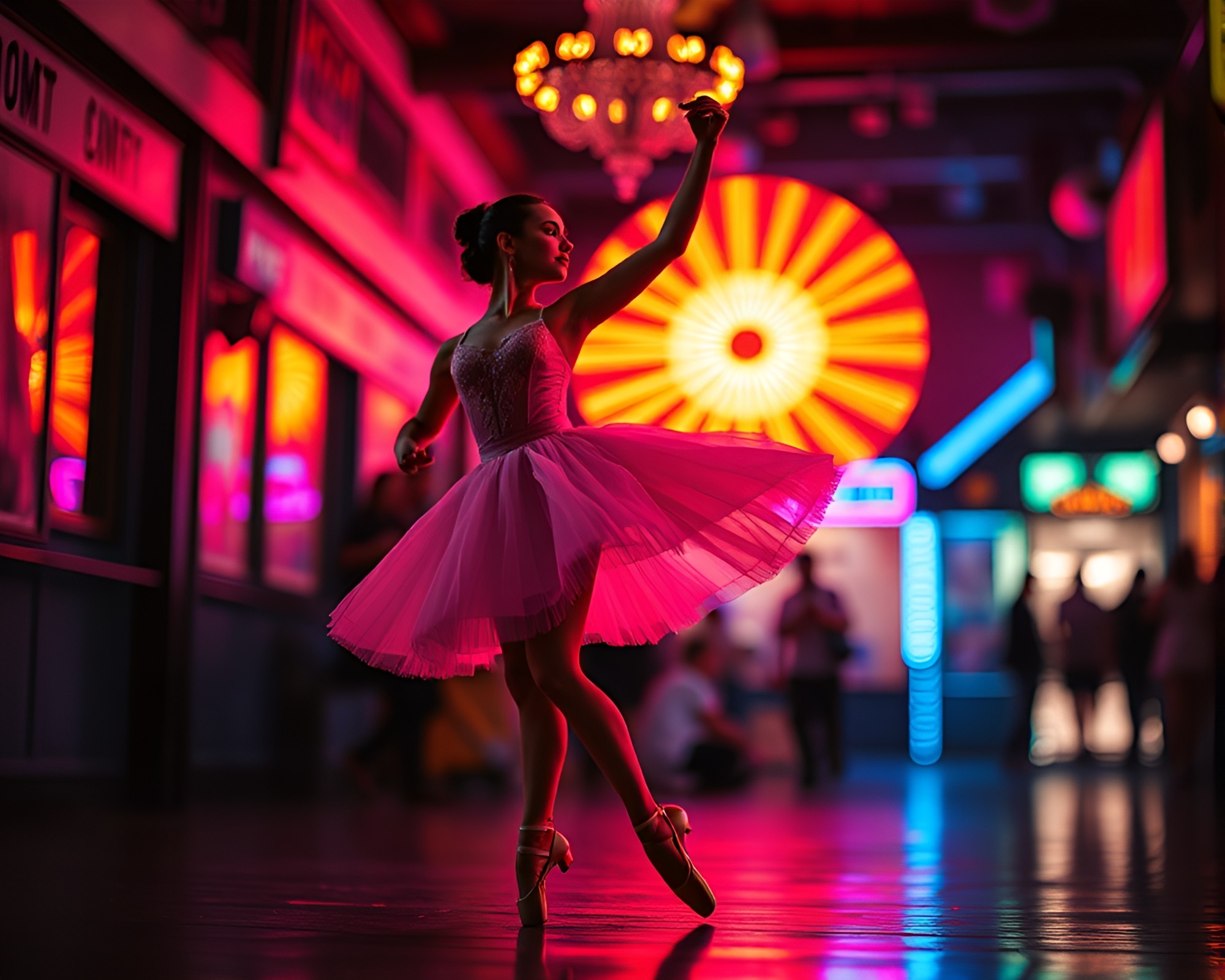 Vibrant Neon Ballet Dancer in Comic Book Style – free AI stock image