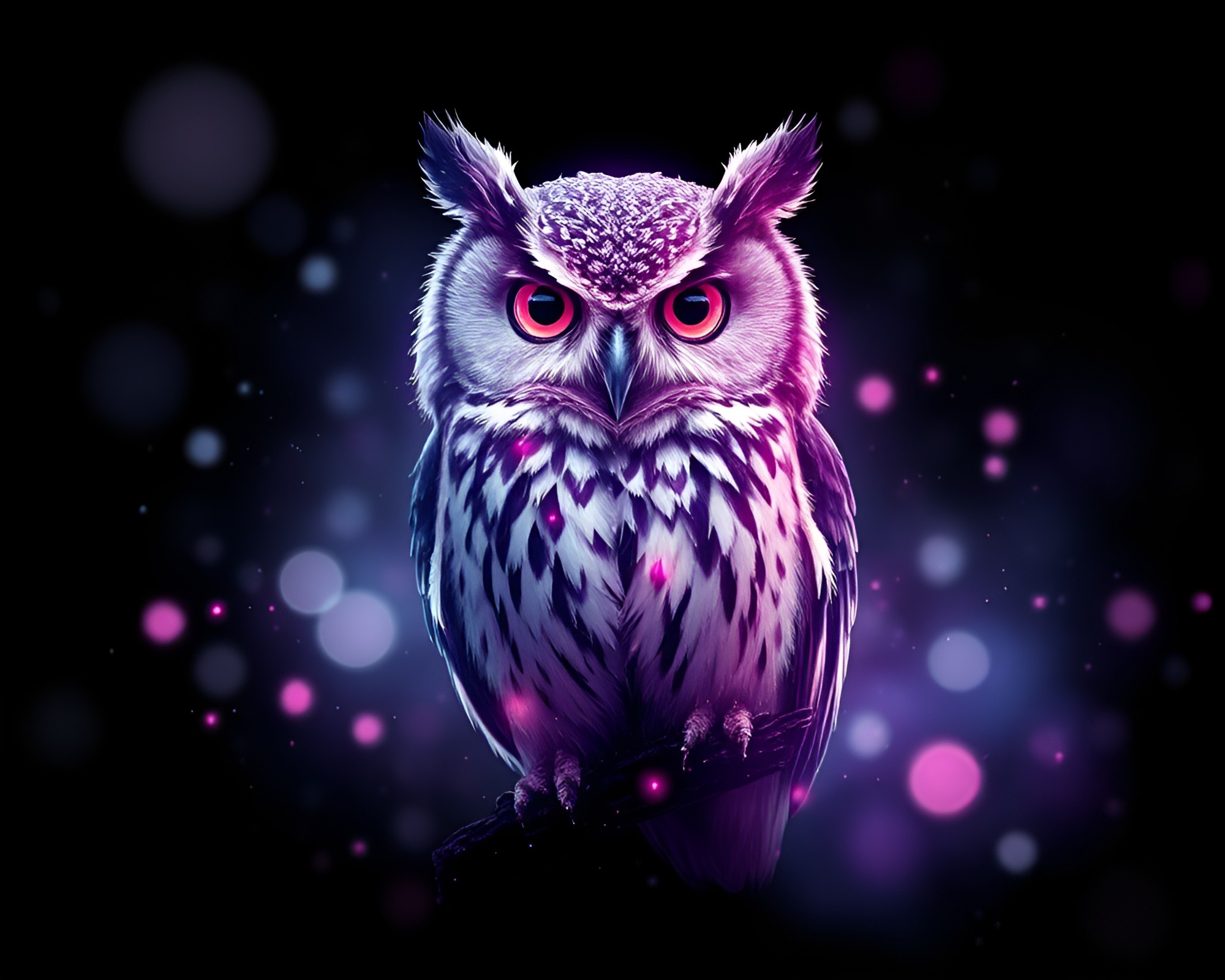 Digital Bloom Owl Stipple Shading Composition – free AI stock image