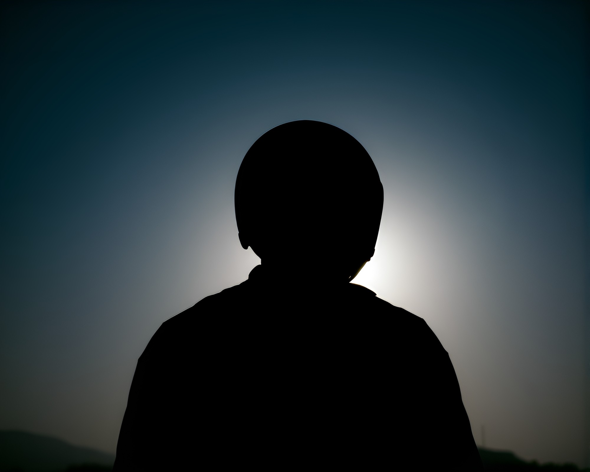 Ethereal Helmet Silhouette in Long Exposure Composition – free AI stock image