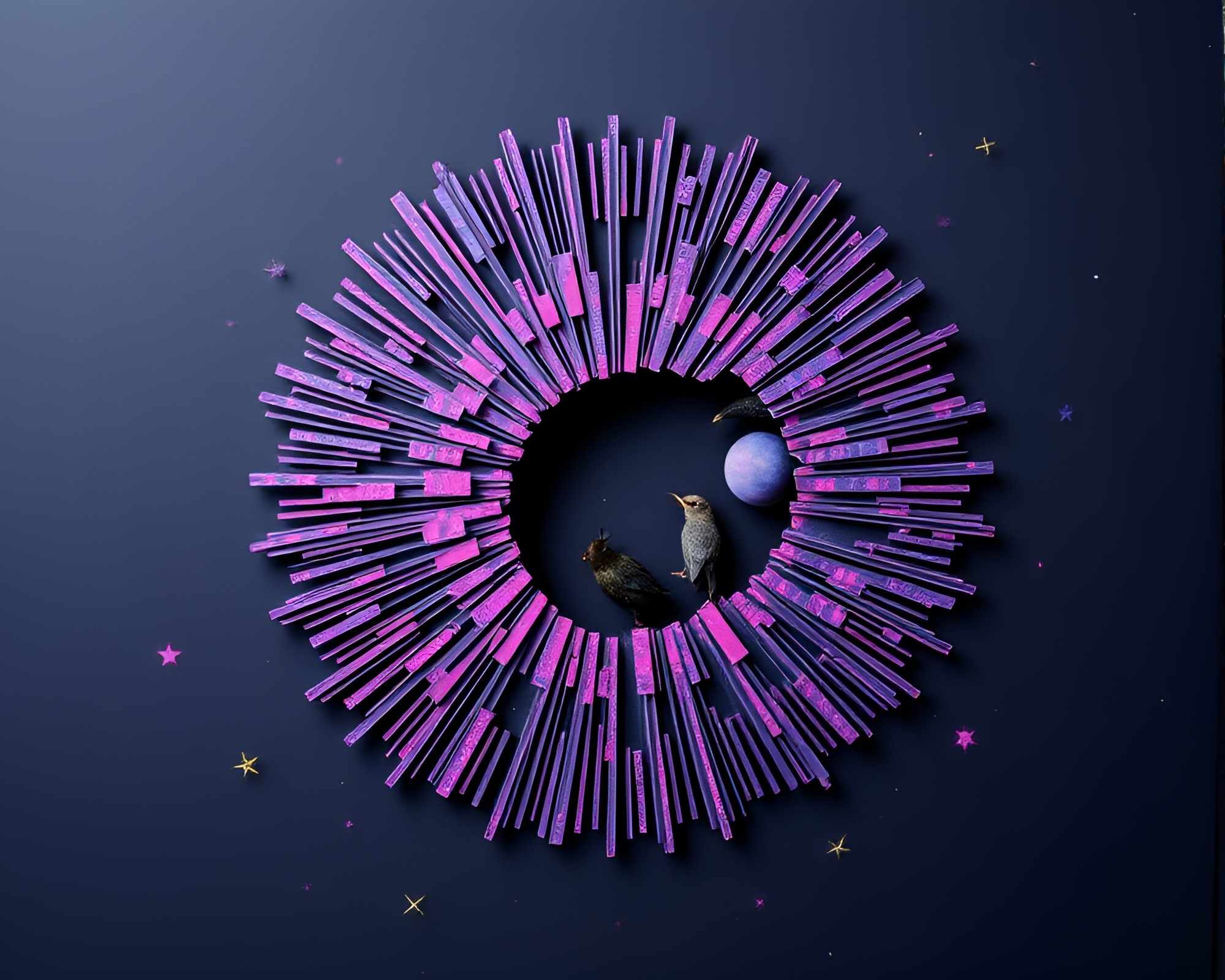 Interdimensional Paper Cutout: Starburst Hatching – free AI stock image