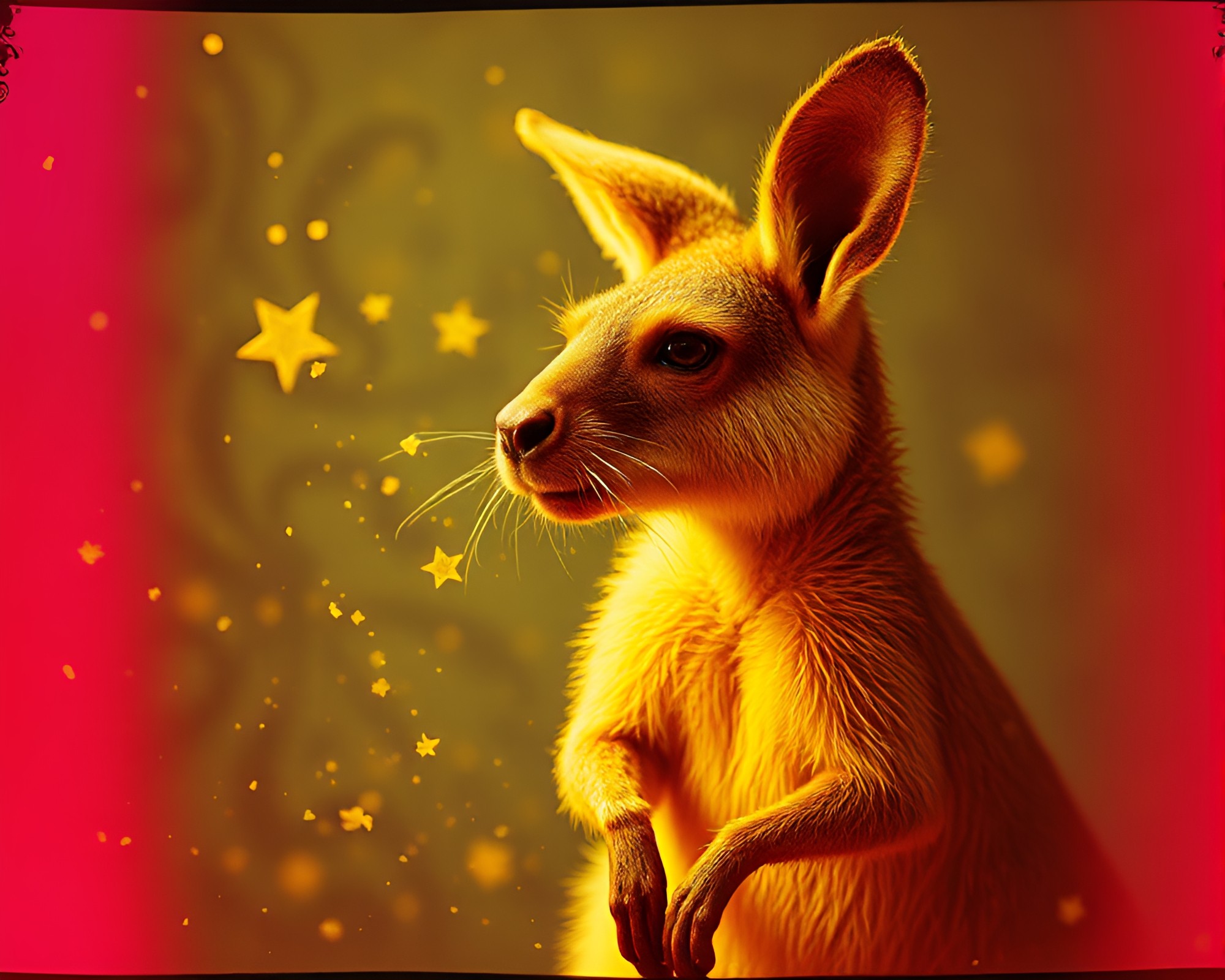 Kangaroo hopping through shimmering stardust tears – free AI stock image