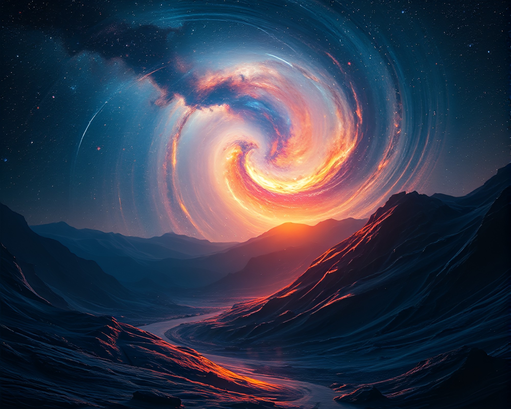 Dimensional Rift Digital Painting with Milky Way Swirl – free AI stock image