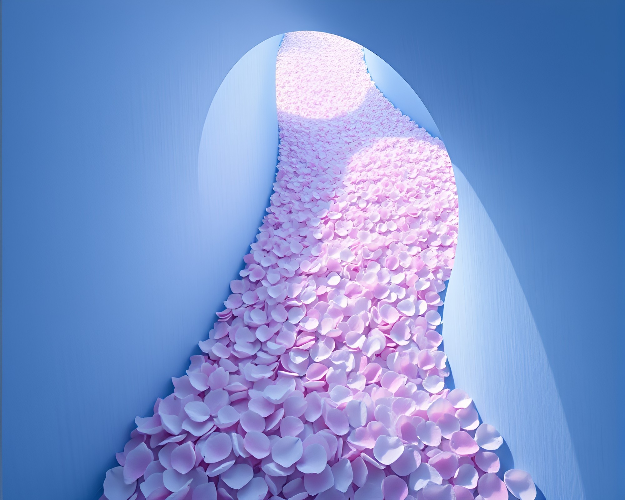 Frozen Escher Staircase with Petal Compositions – free AI stock image