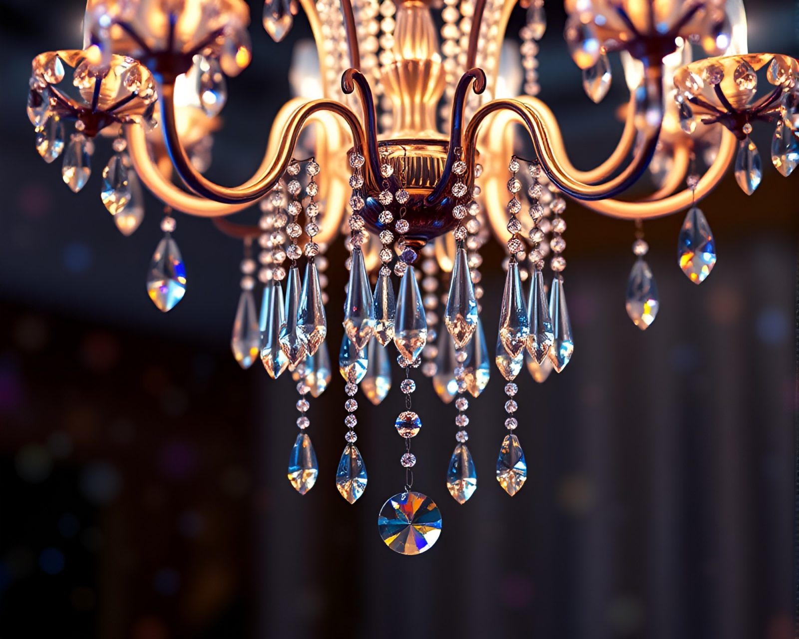 Vibrant digital bloom splatter art crystal chandelier arrangement