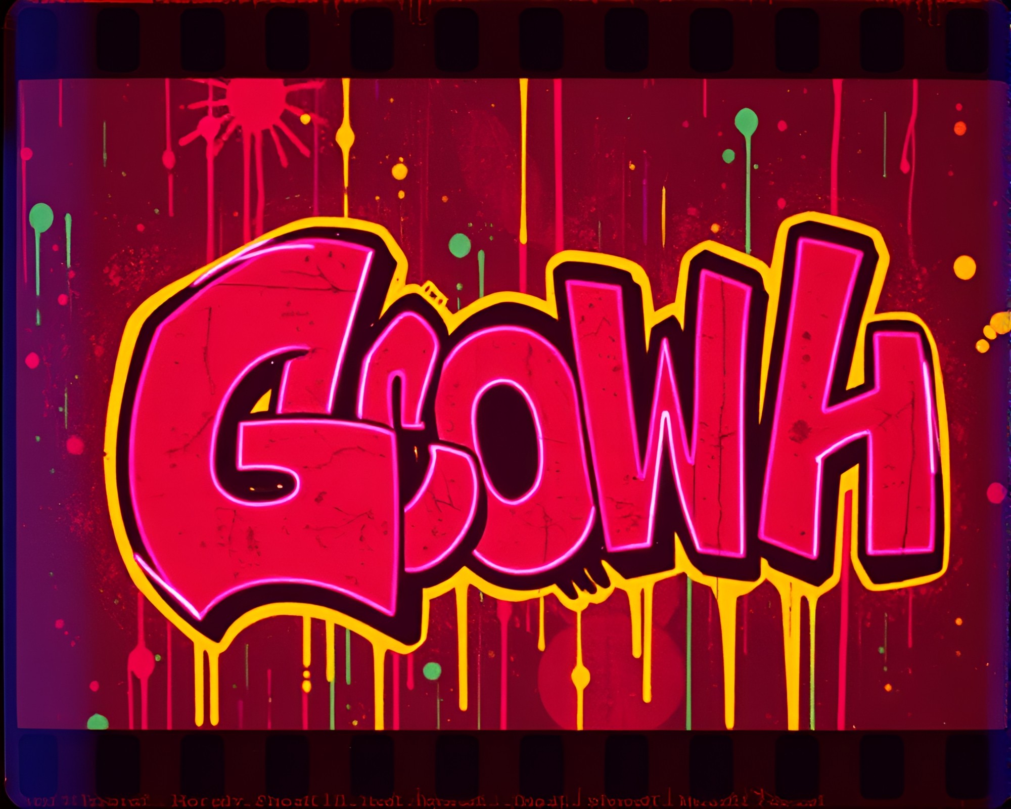 Vibrant Neon Graffiti Art with Splatter Design – free AI stock image