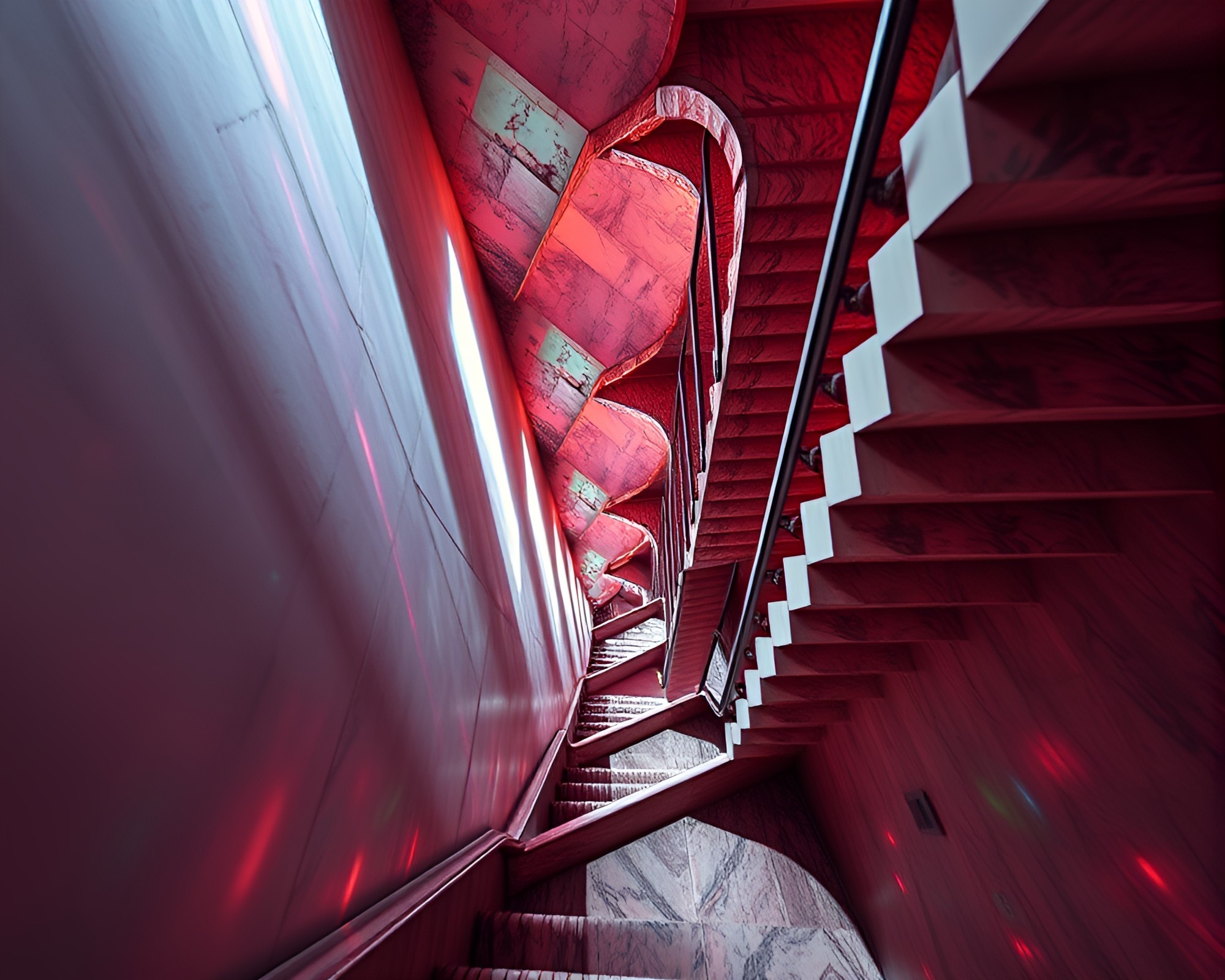 Ethereal Escher Staircase Illuminated with Iridescent Highlights – free AI stock image
