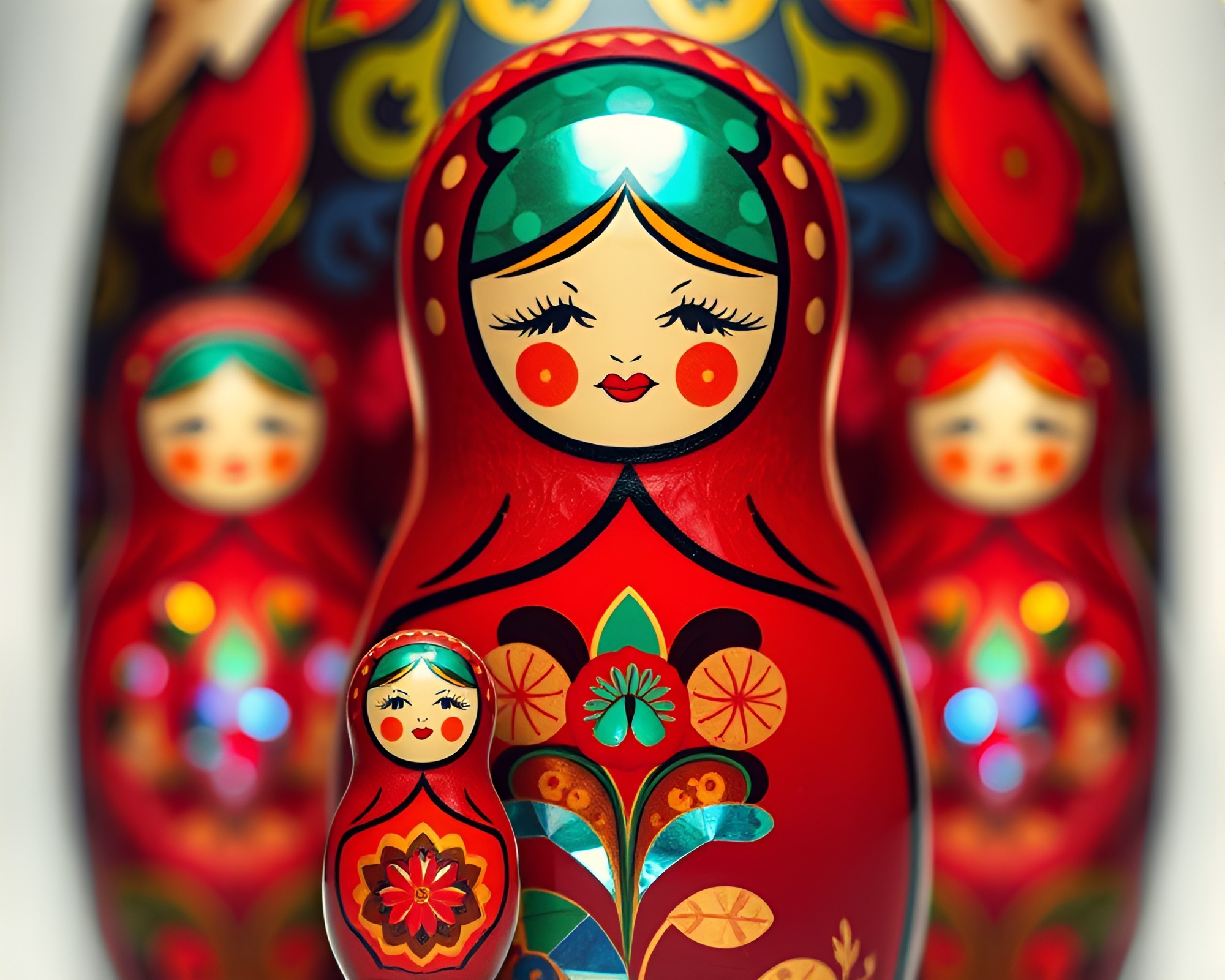 Matryoshka Doll in Cross-Processed Topaz Light – free AI stock image