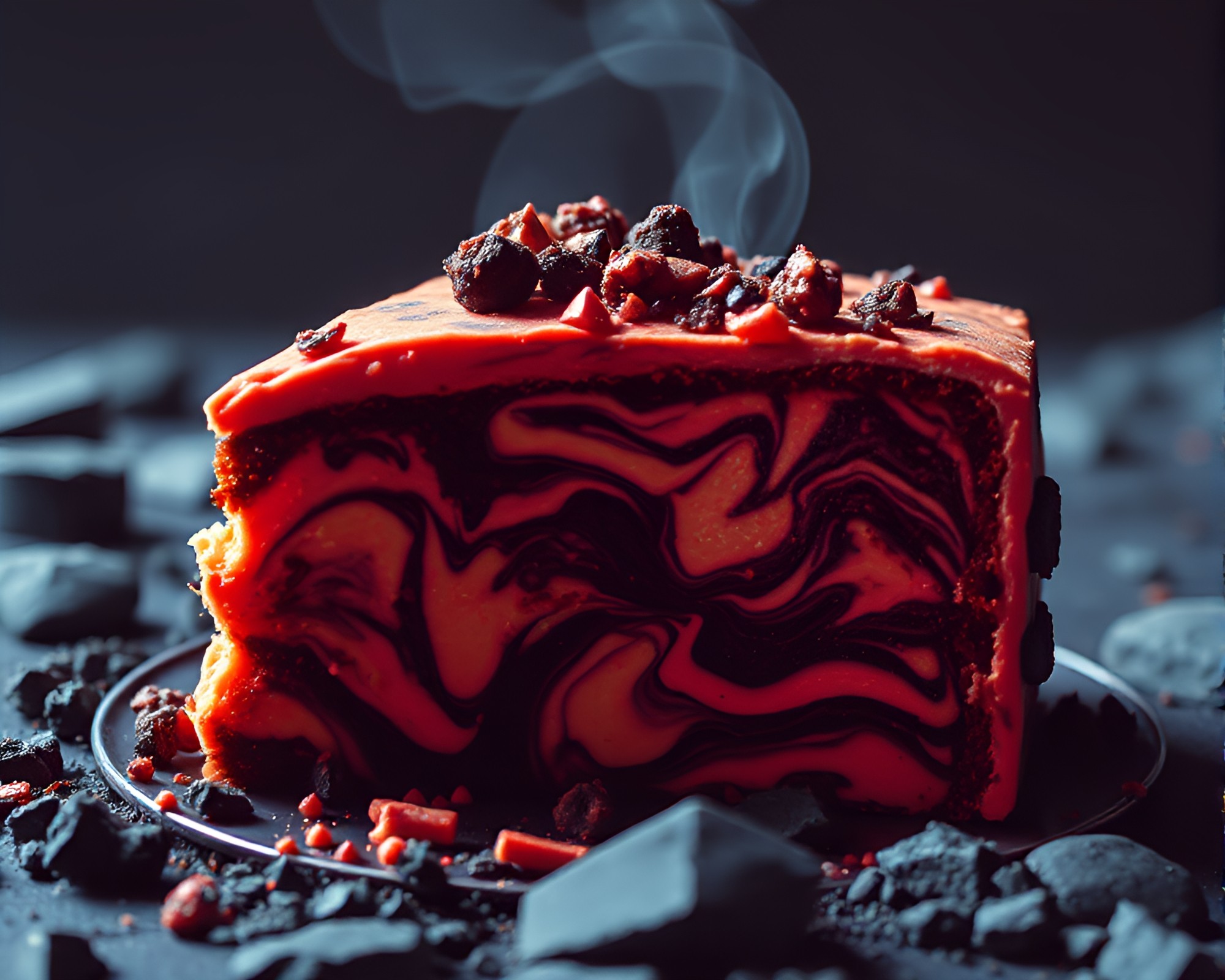 Retro Marbled Cake in Volcanic Ash Hues – free AI stock image