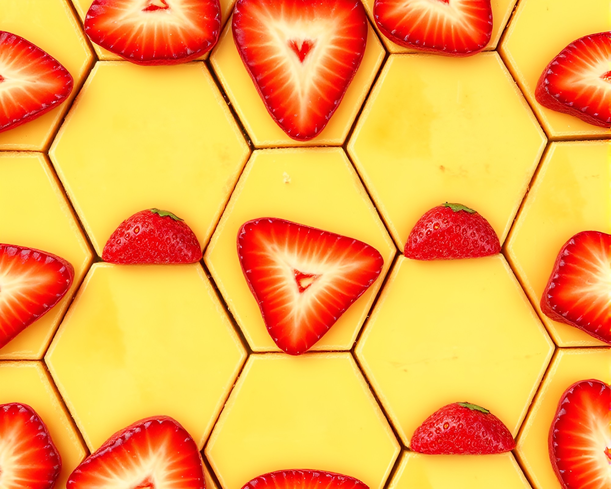 Hexagonal Fruit Tart in 3D Anaglyph Composition – free AI stock image
