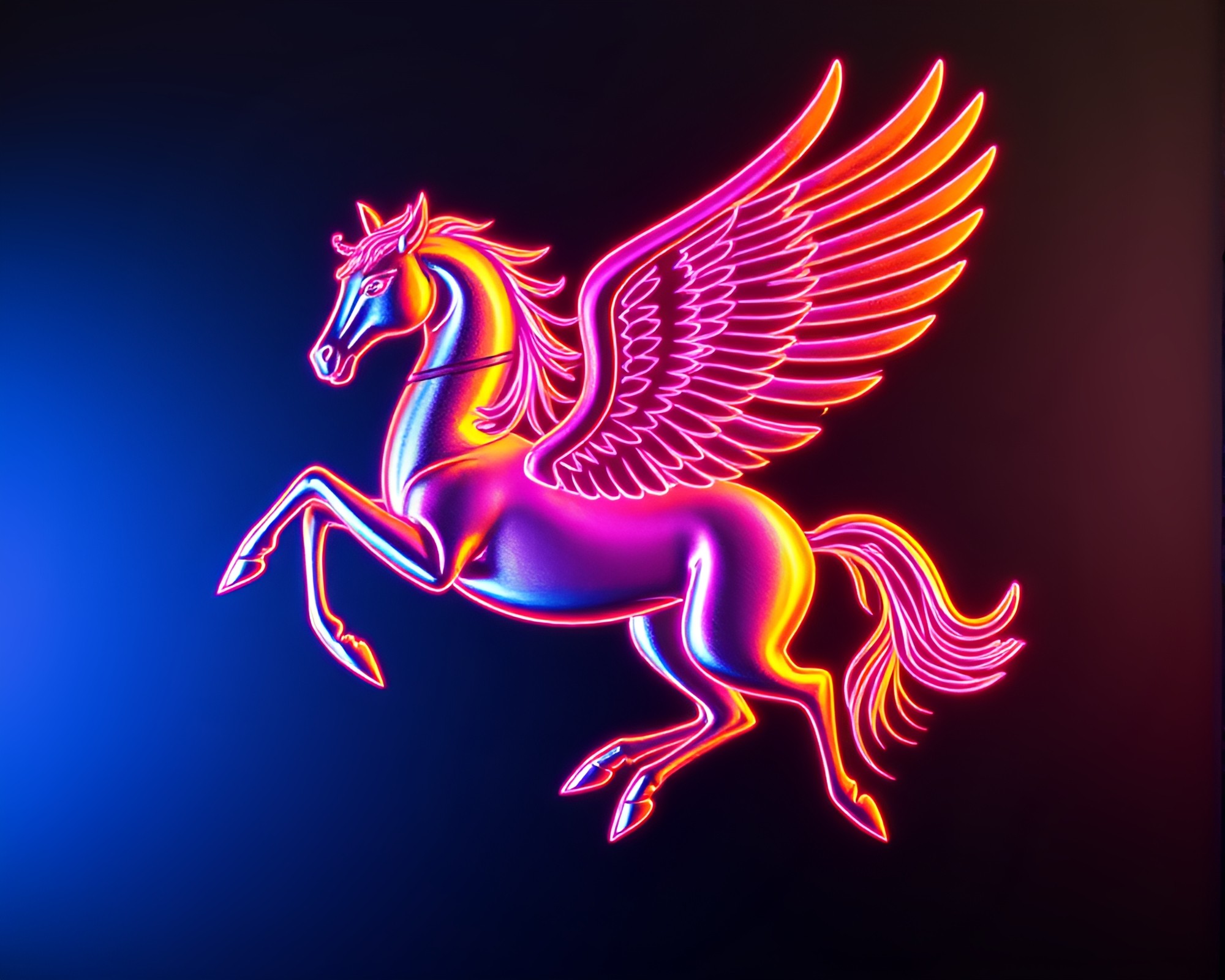 Hyper-Realistic Pegasus Foil Stamping in Neon Gradient – free AI stock image