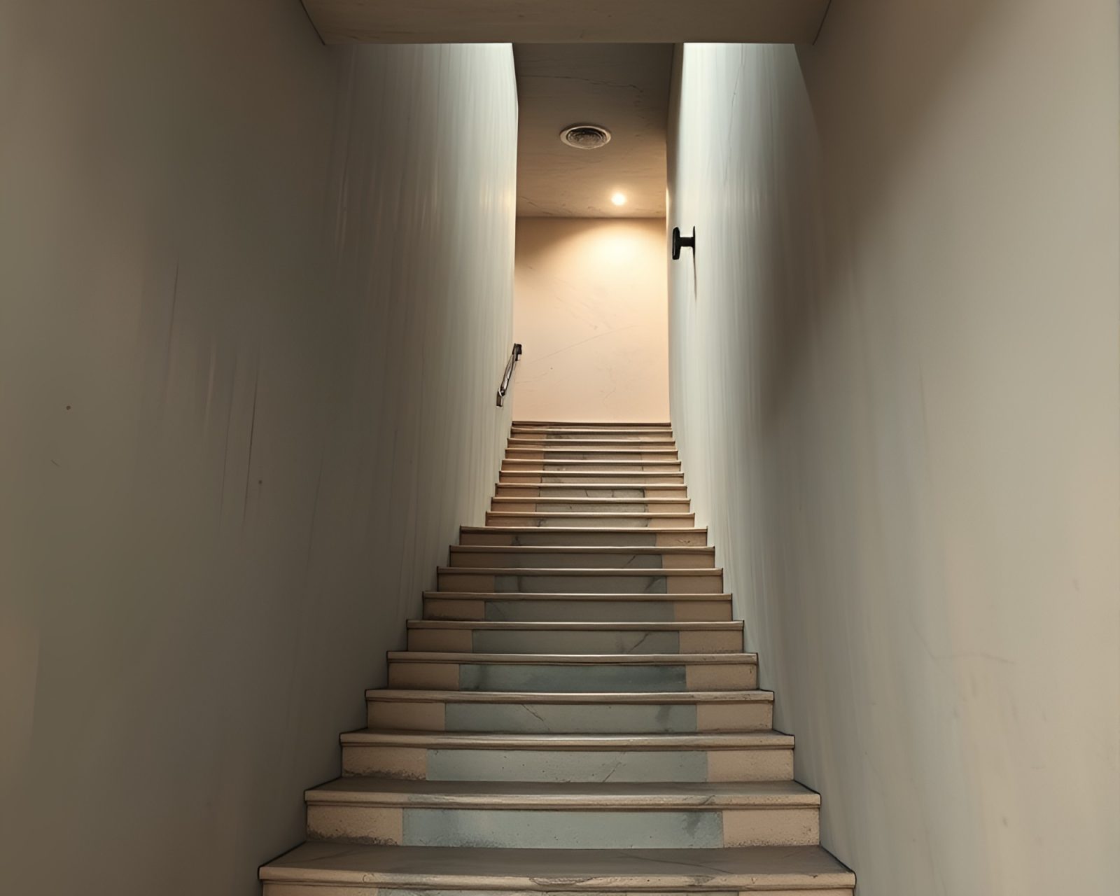 Abstract staircase in soft colors and dramatic lighting