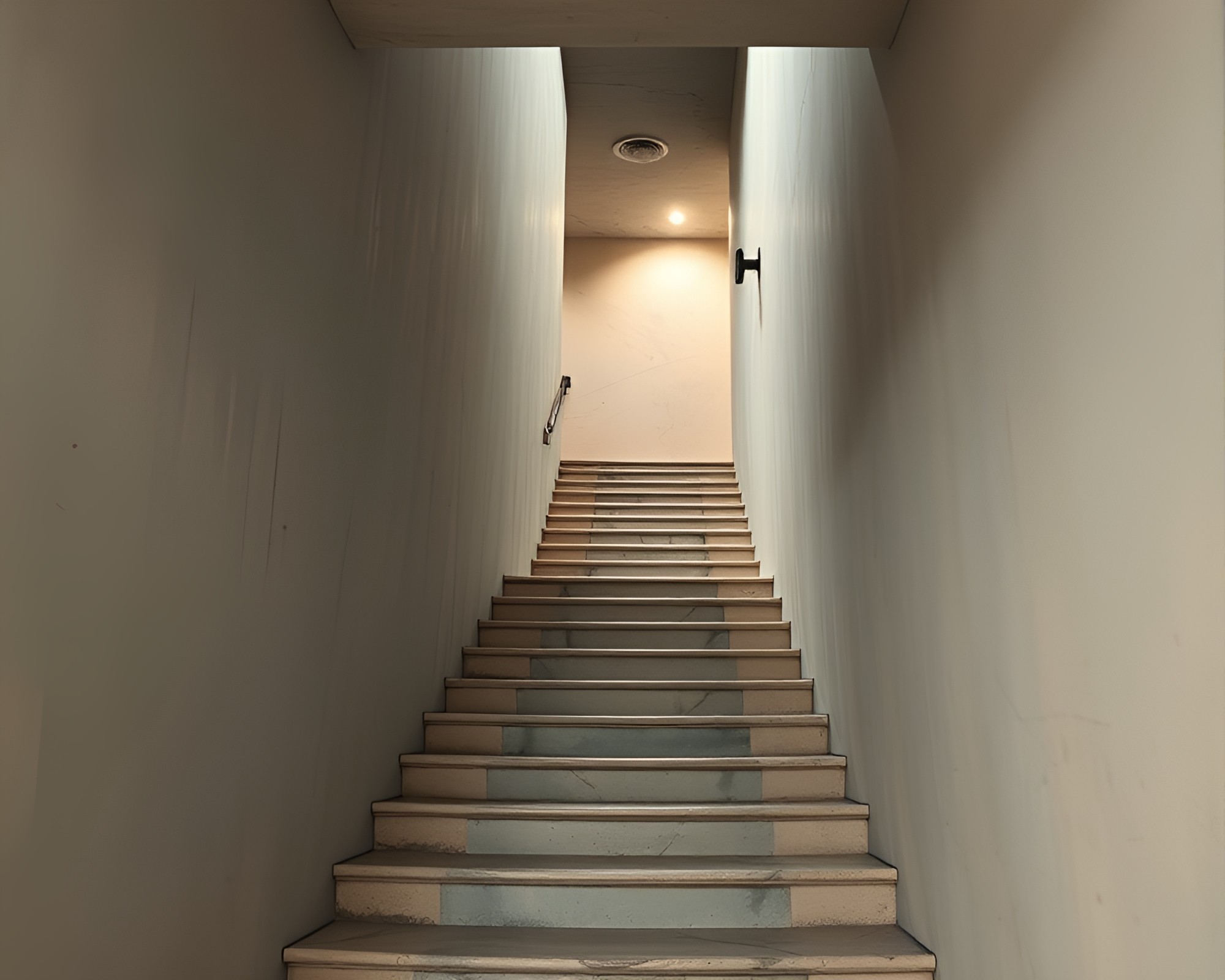 Illusionary Staircase in Muted Pastels – free AI stock image
