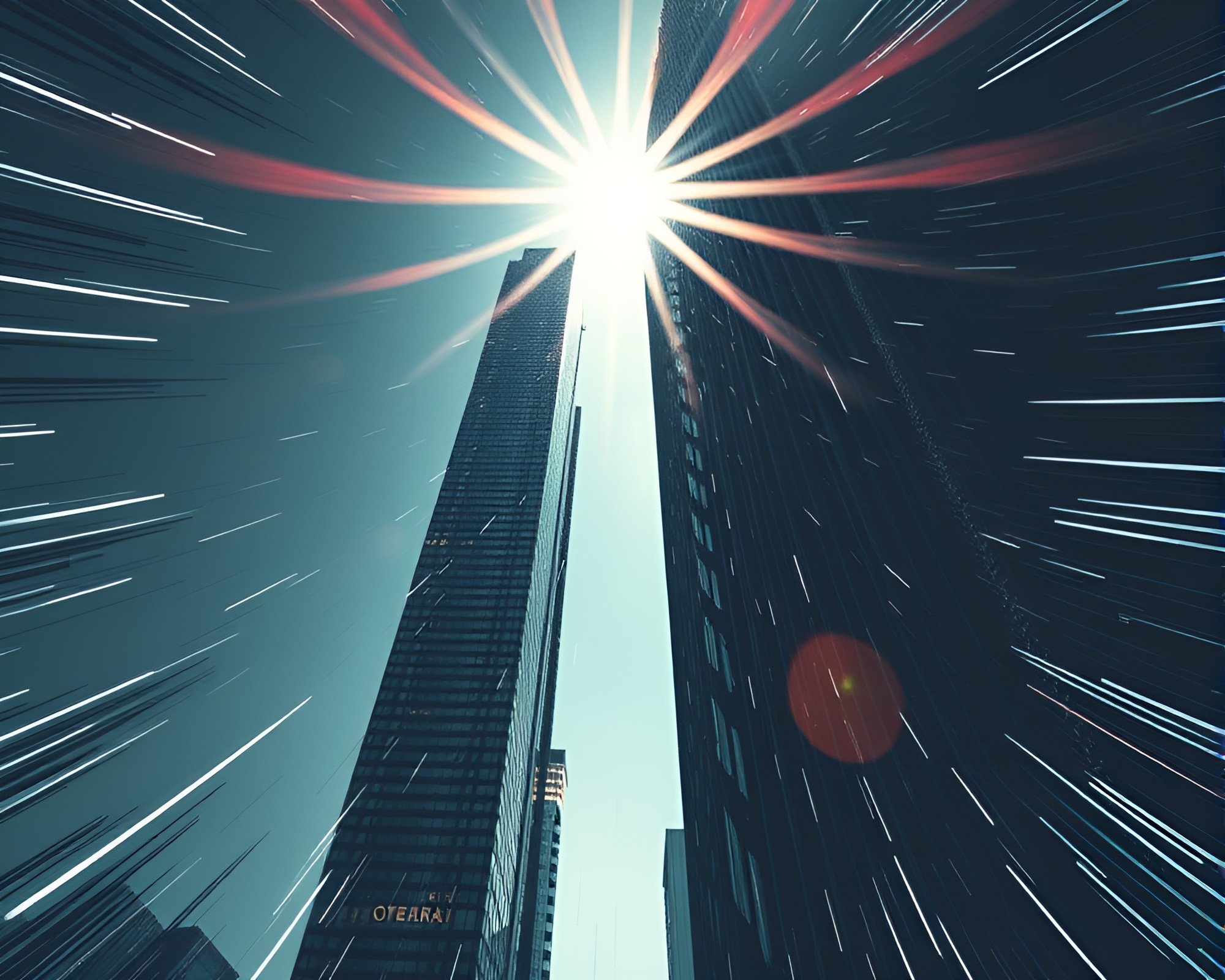 Urban Mirage: Skyscraper Reflections Etched in Light – free AI stock image