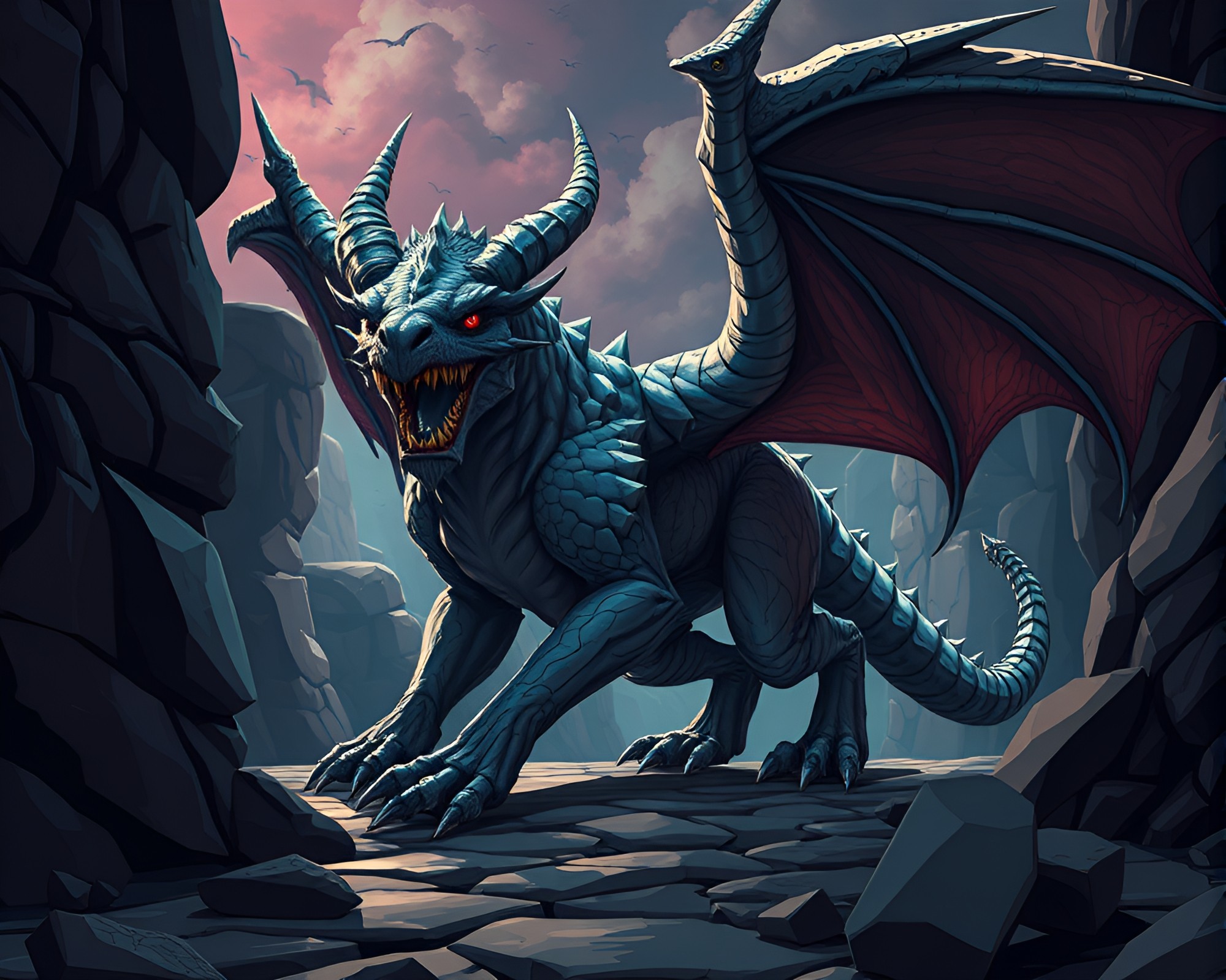 Cerberus Under Dutch Angle: HDR Cel Shading Masterpiece – free AI stock image