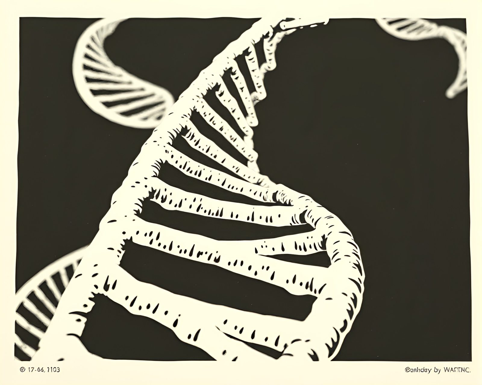 Low-angle shot of intricate DNA helix in ivory white