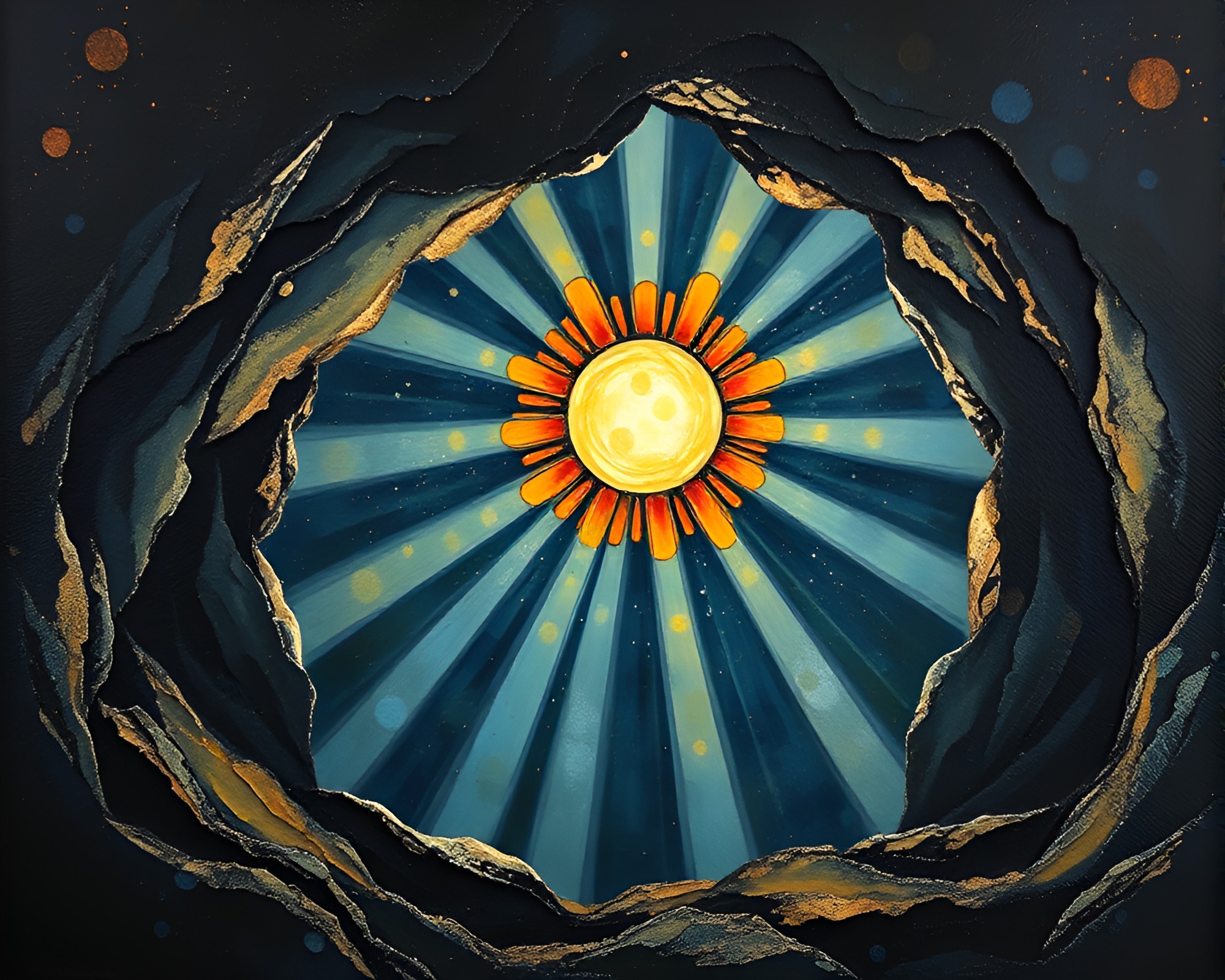 Ancient Cave Painting Illuminated by Lantern Light – free AI stock image