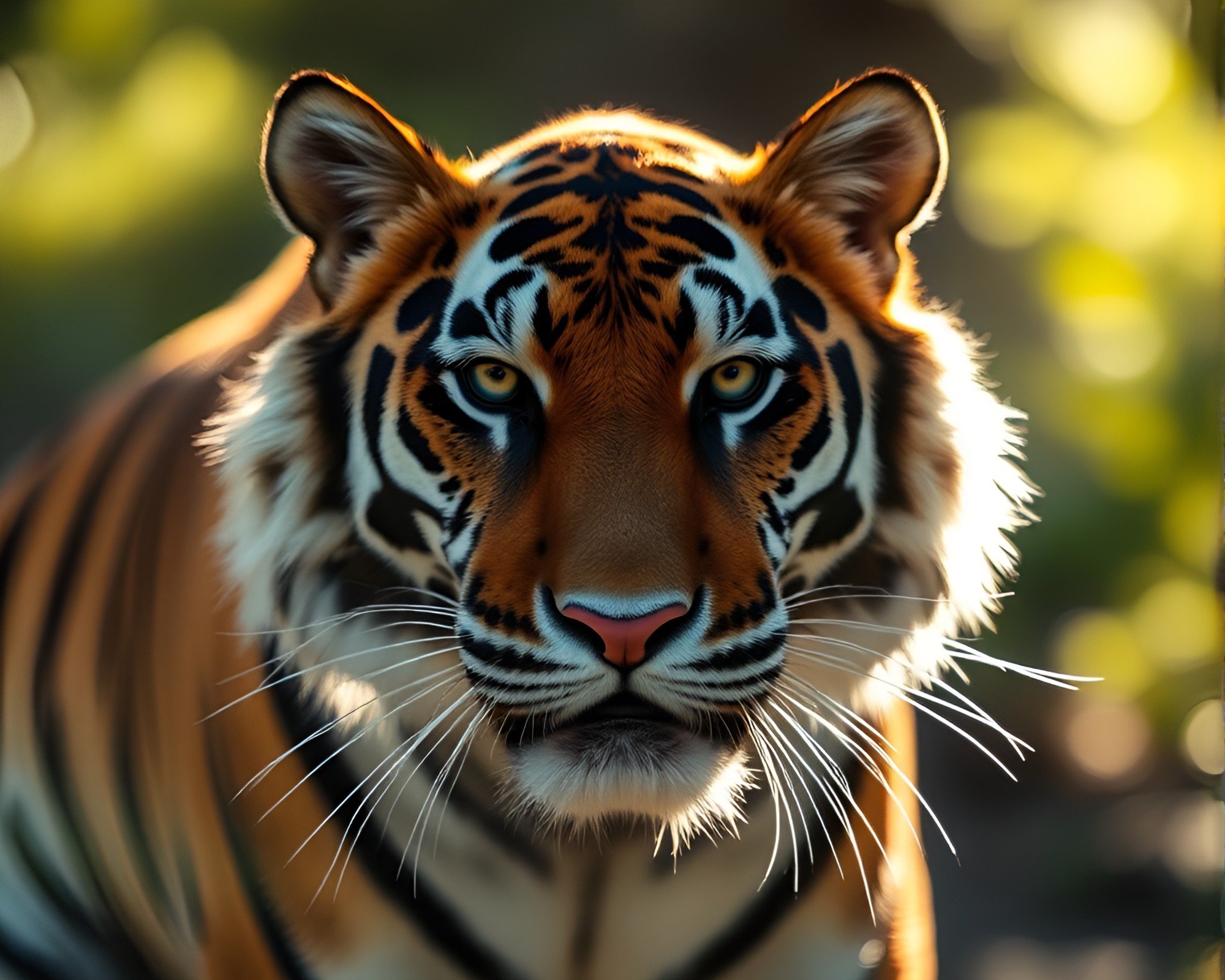 Majestic Tiger in Lens Sunburst Tilt-Shift Wonderland – free AI stock image