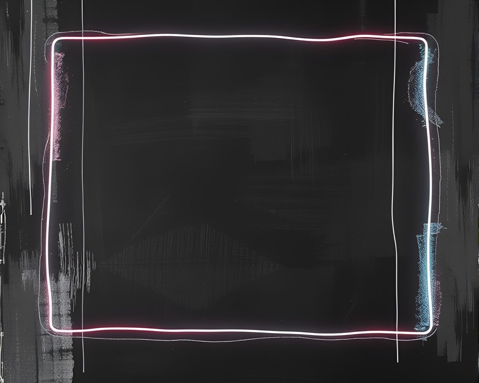 Neon wireframe shapes glowing in abstract chalkboard drawing