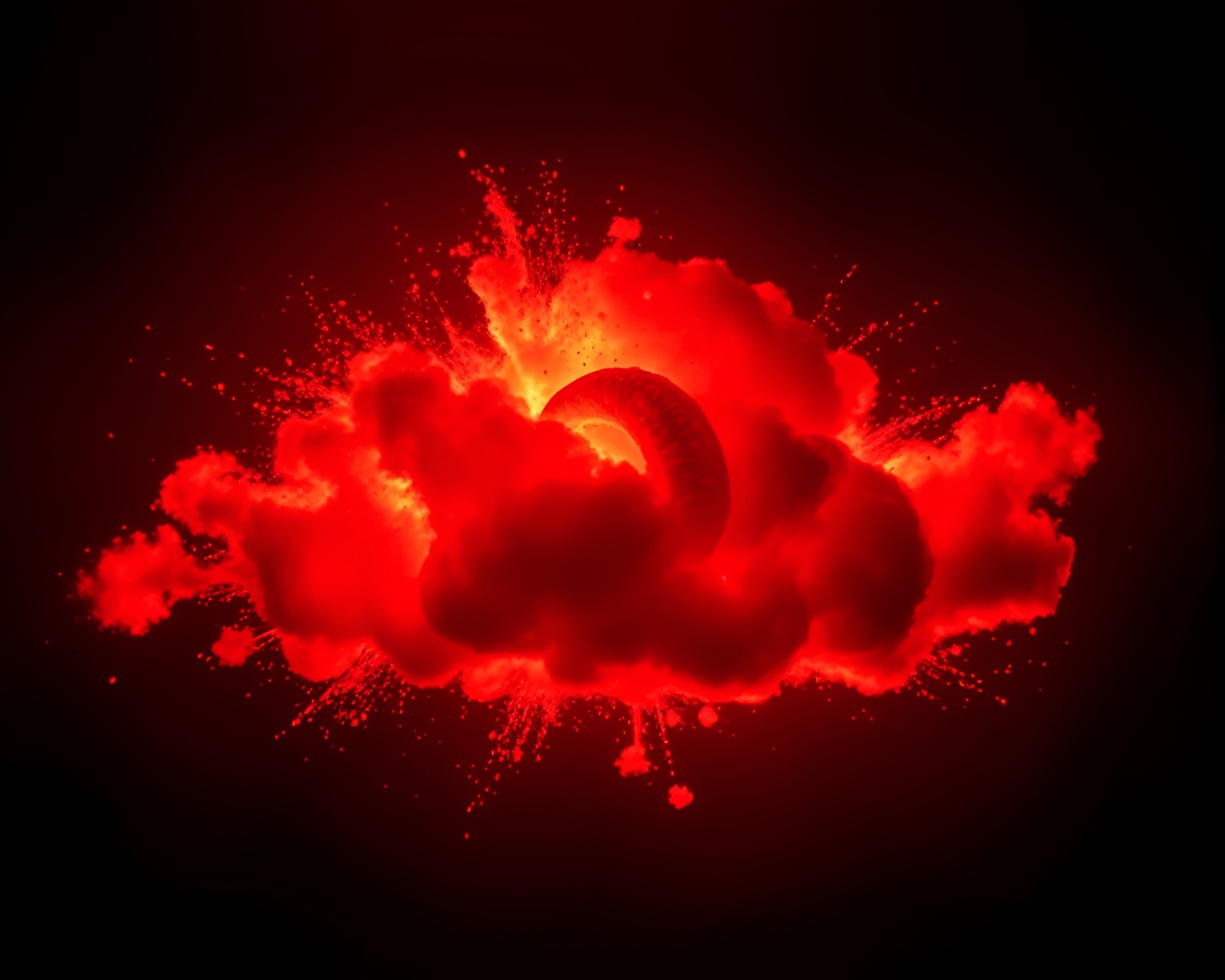 Croissant explosion in ruby red silhouette – free AI stock image