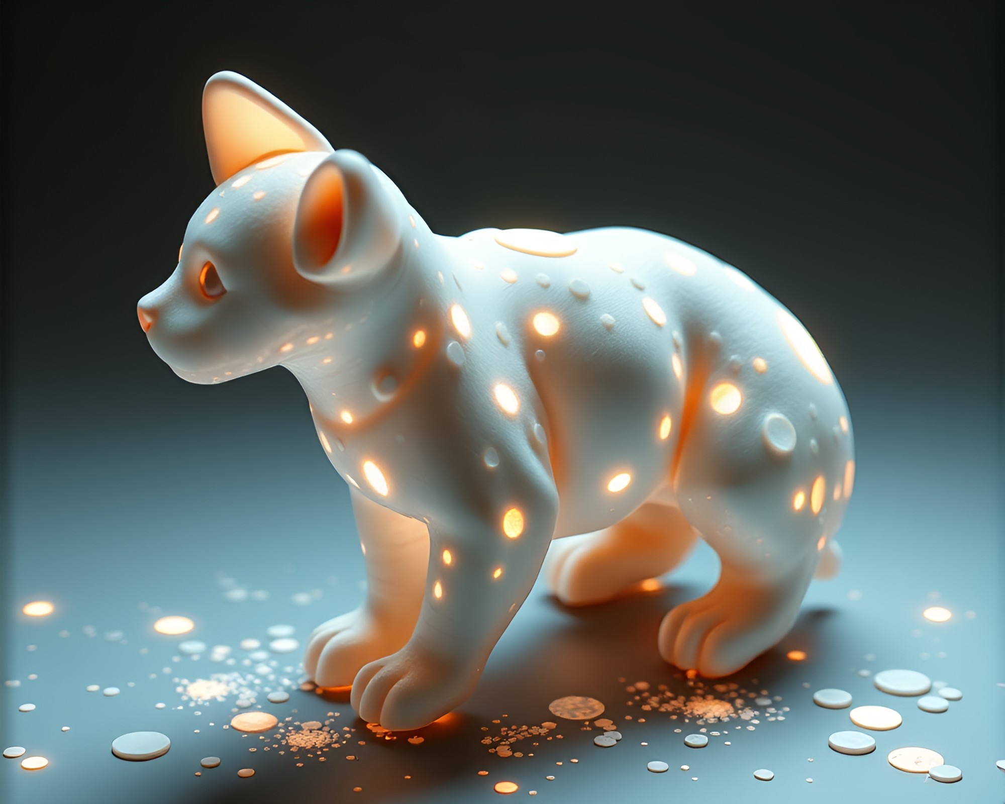 Holographic Pet Amid Mildew Spots – free AI stock image