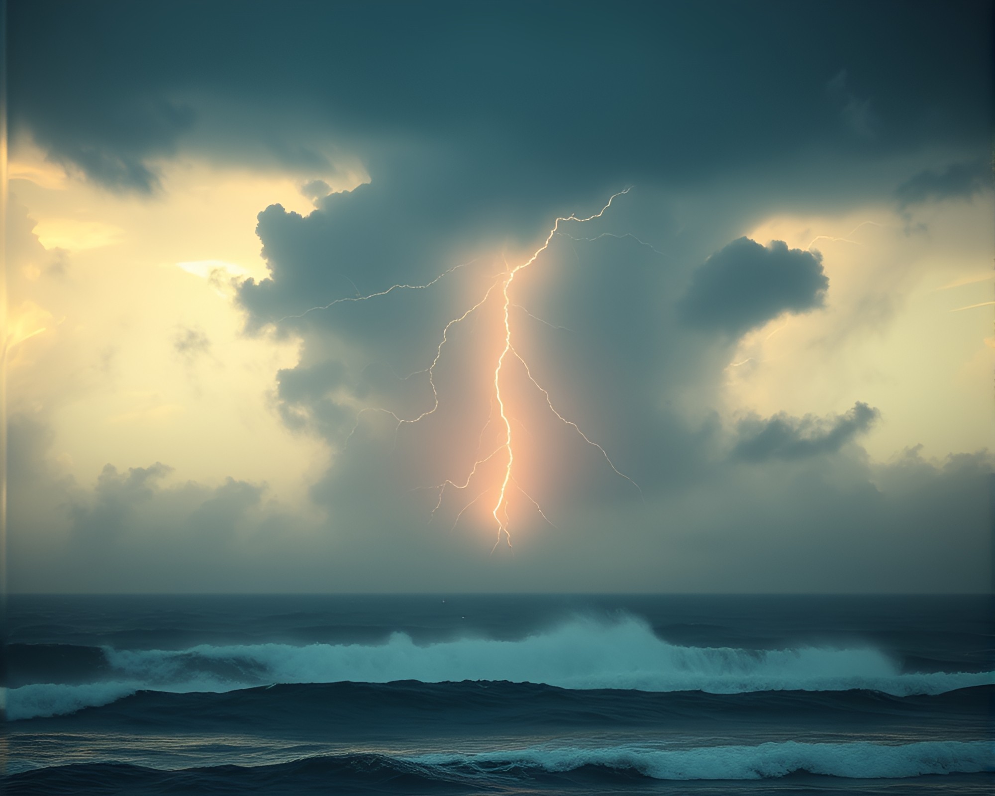 Stormy Seas in Expired Film Style with Steam Vapor – free AI stock image