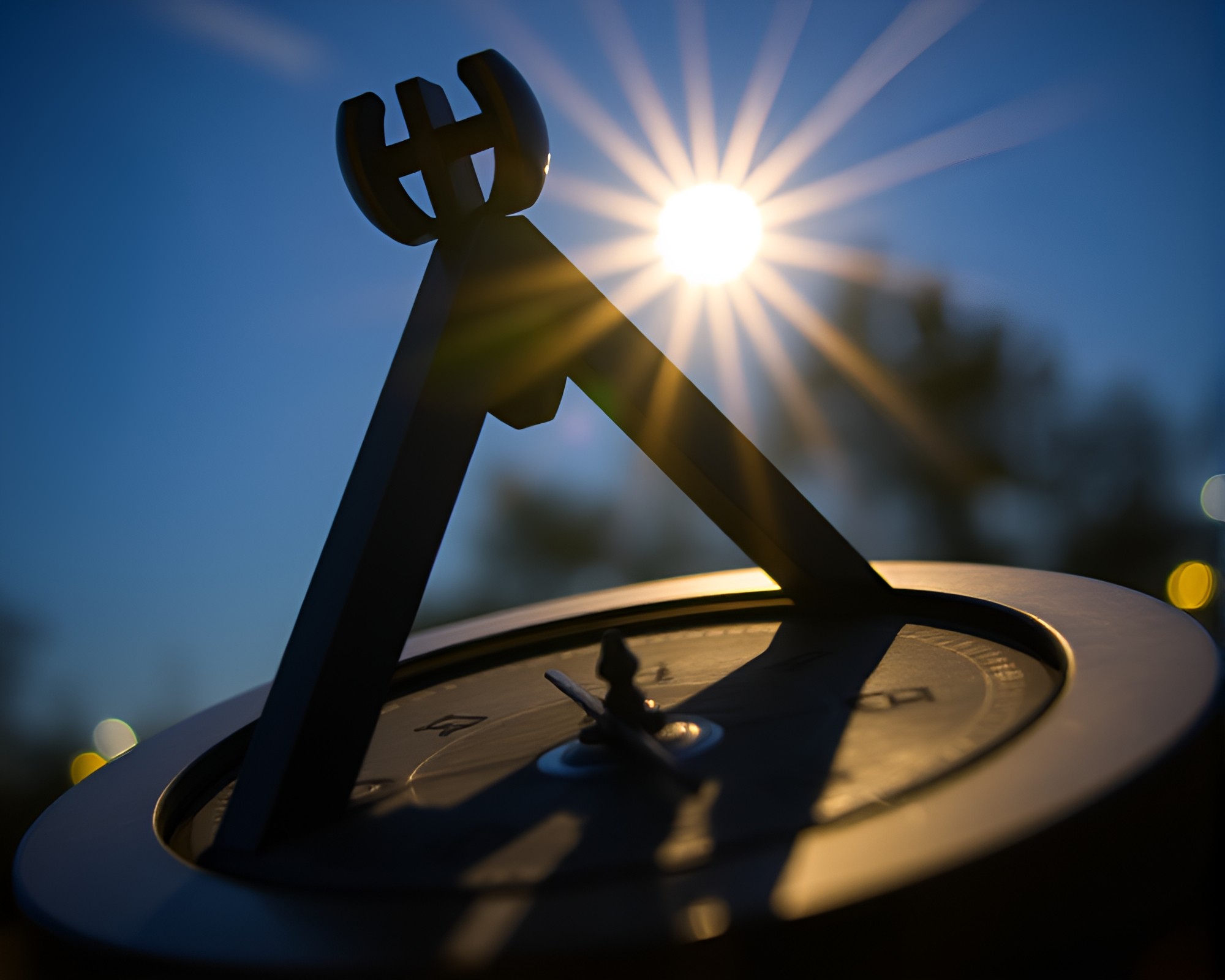 Pan Motion Blur Pocket Sundial in Blue Hour – free AI stock image