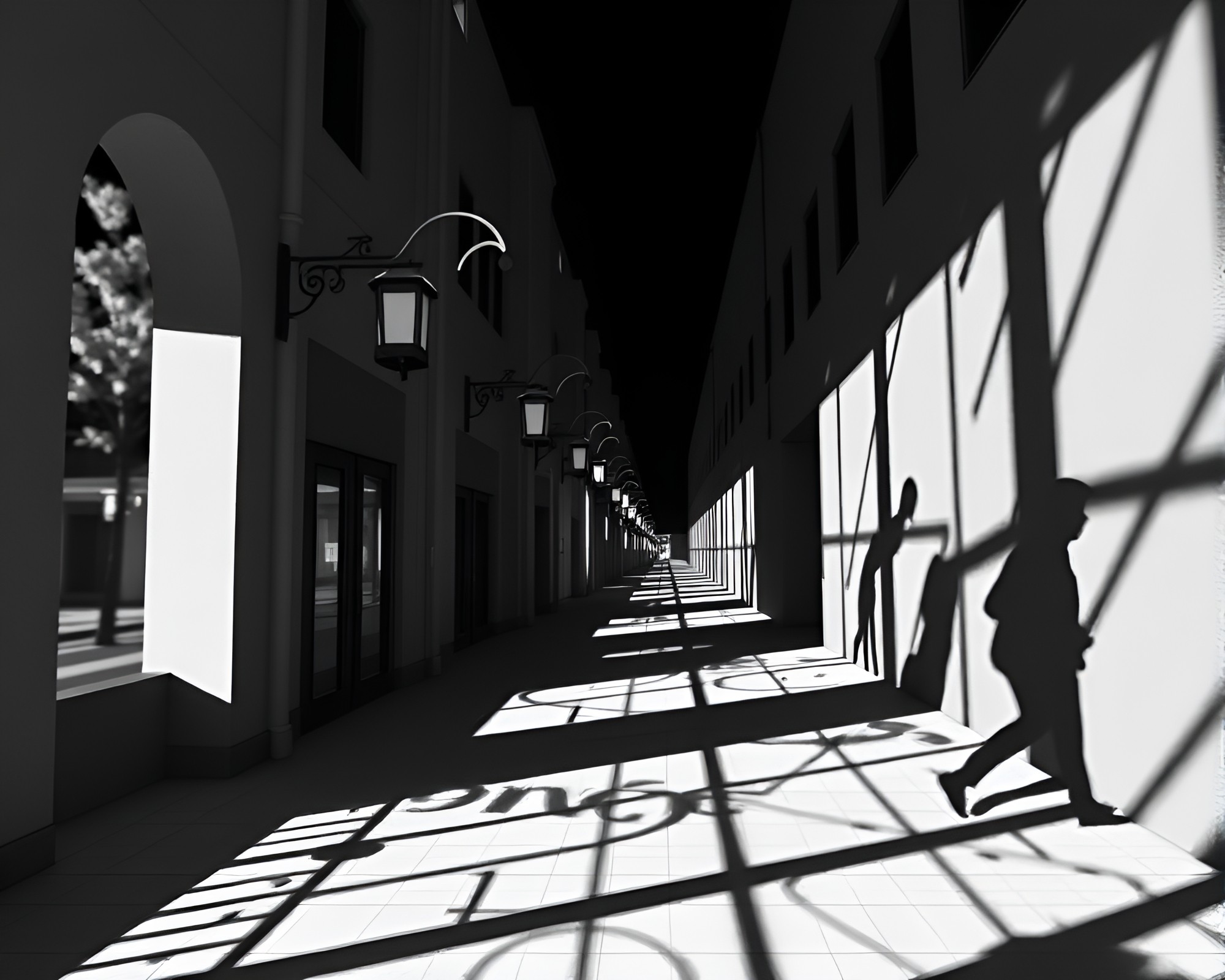 Time Traveler’s Stencil Shadow Adventure – free AI stock image