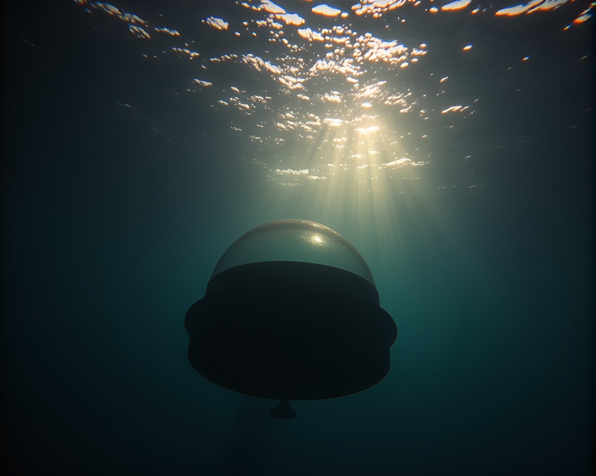 Underwater Film Noir Dome: Shadow Silhouette Scene – free AI stock image