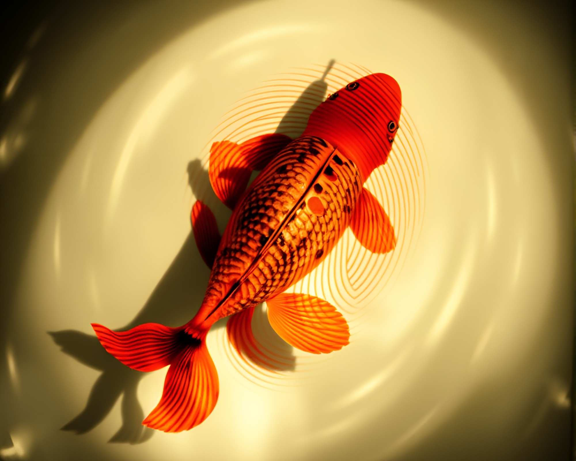 Koi Fish Double Exposure with Fingerprint Swirls – free AI stock image